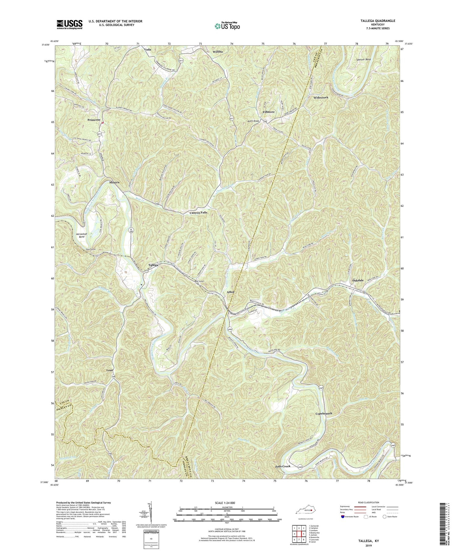 Tallega Kentucky US Topo Map Image