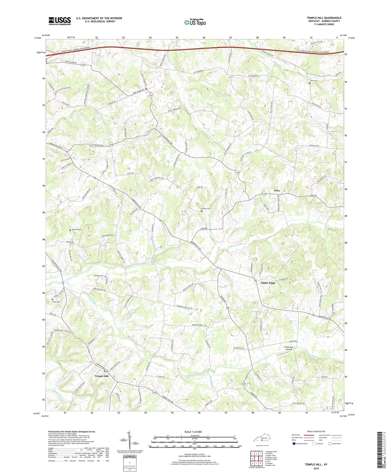 Temple Hill Kentucky US Topo Map Image