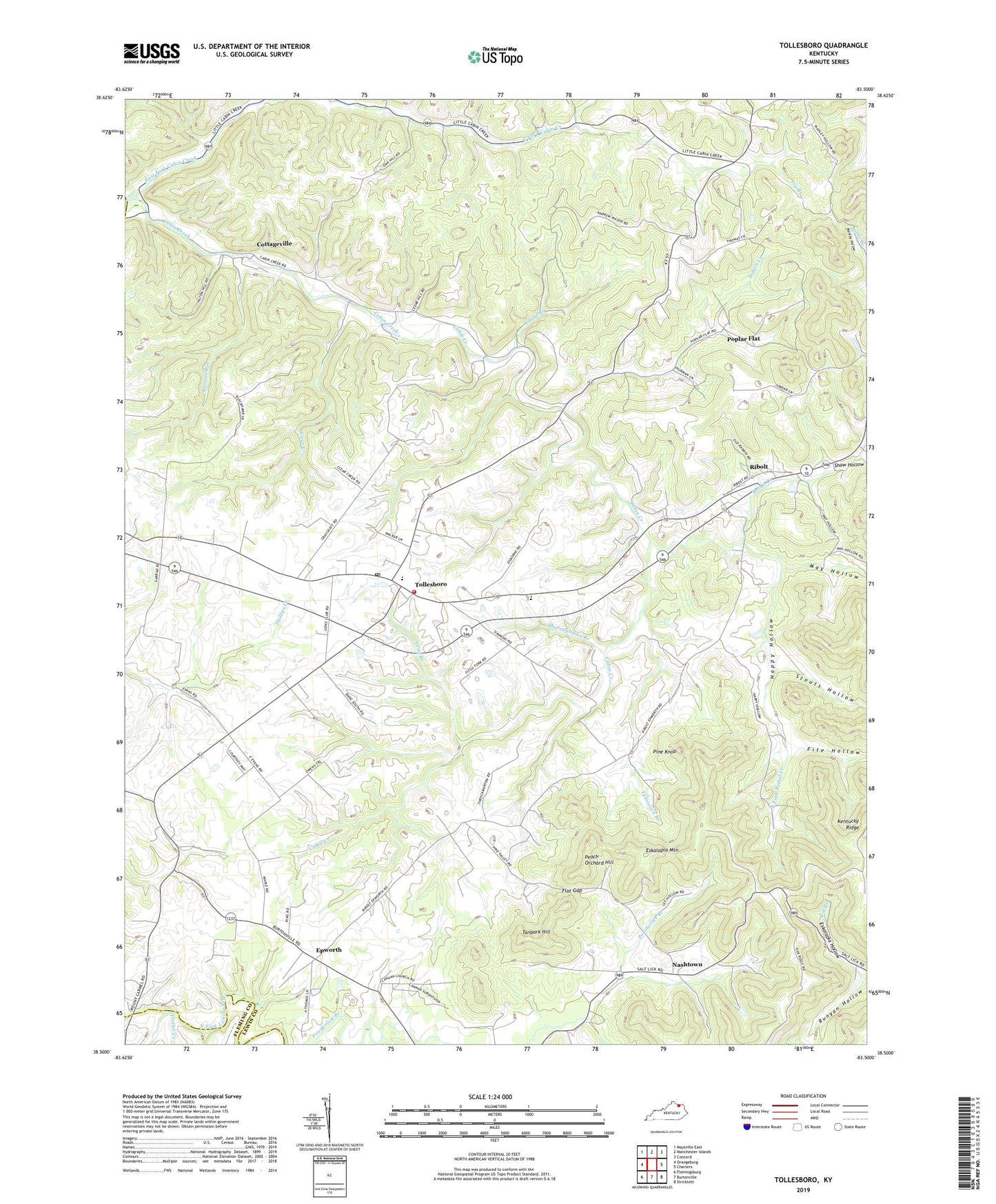 Tollesboro Kentucky US Topo Map Image