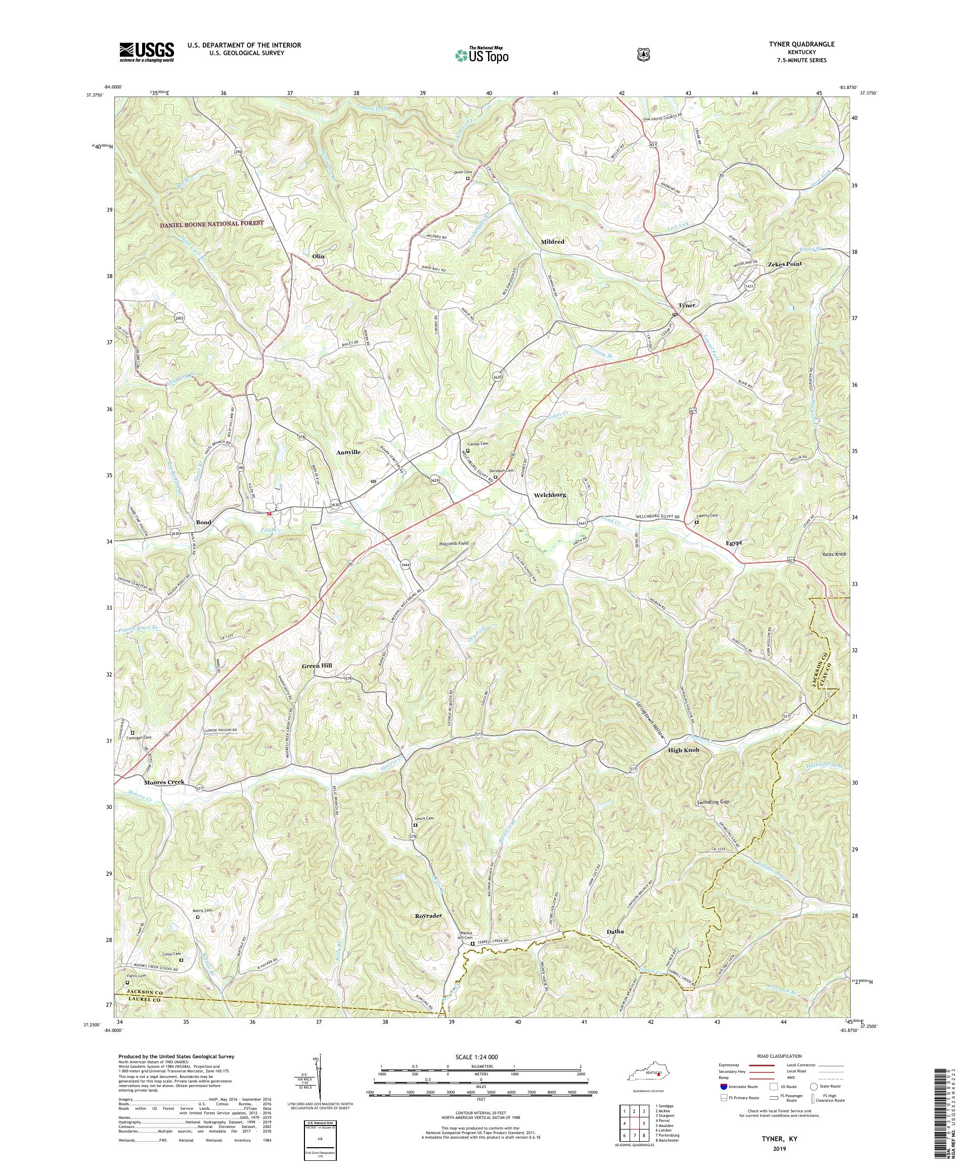 Tyner Kentucky US Topo Map – MyTopo Map Store