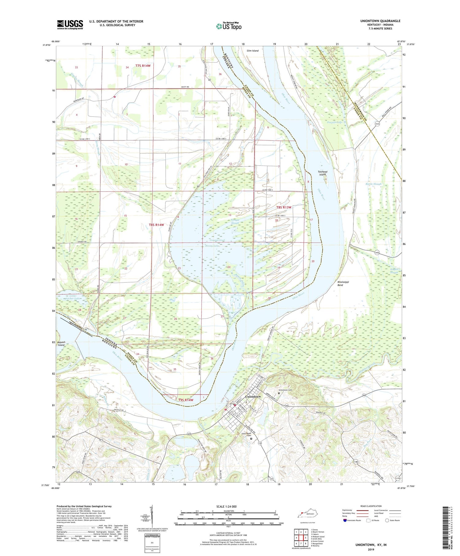Uniontown Kentucky US Topo Map Image
