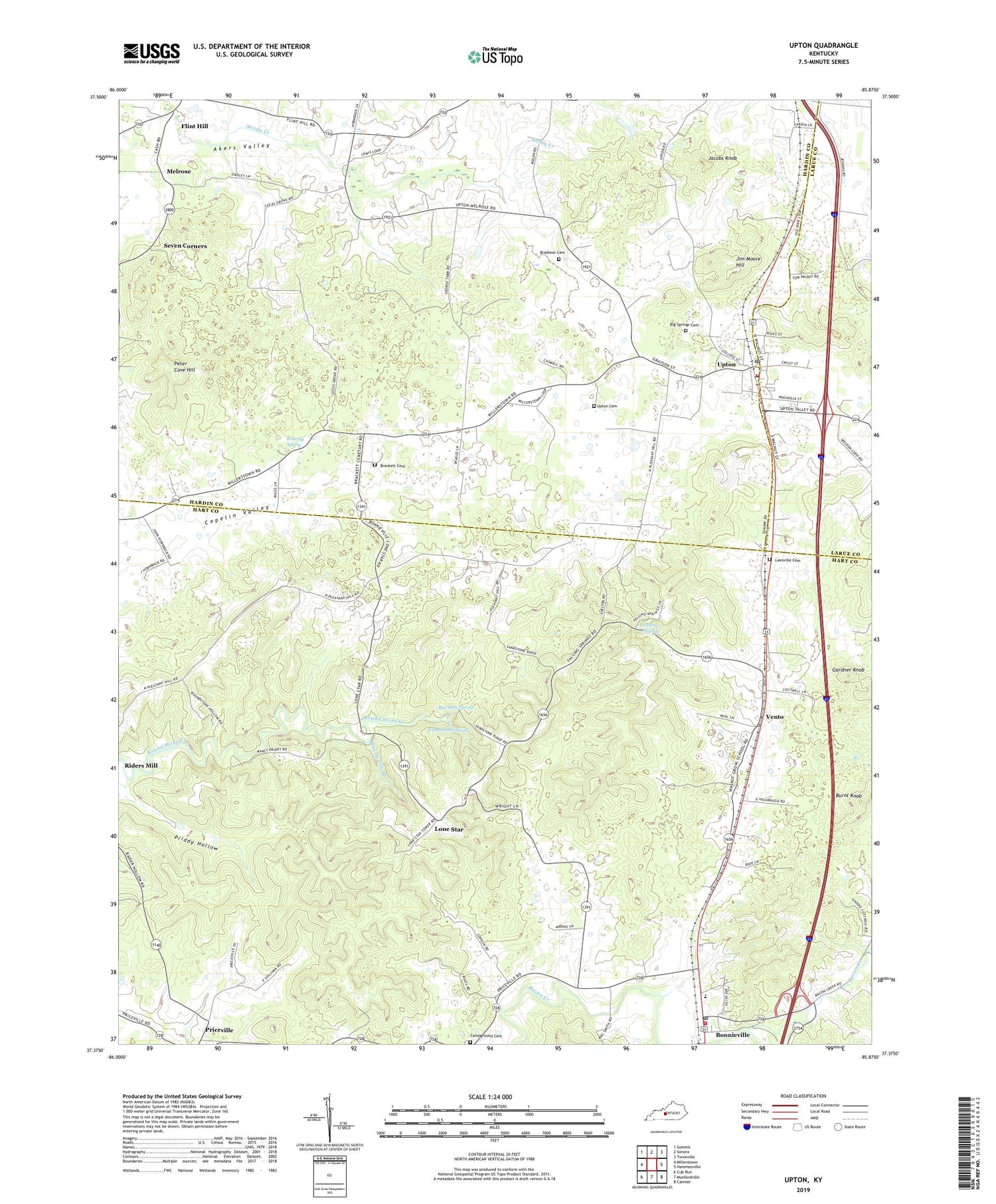 Upton Kentucky US Topo Map Image