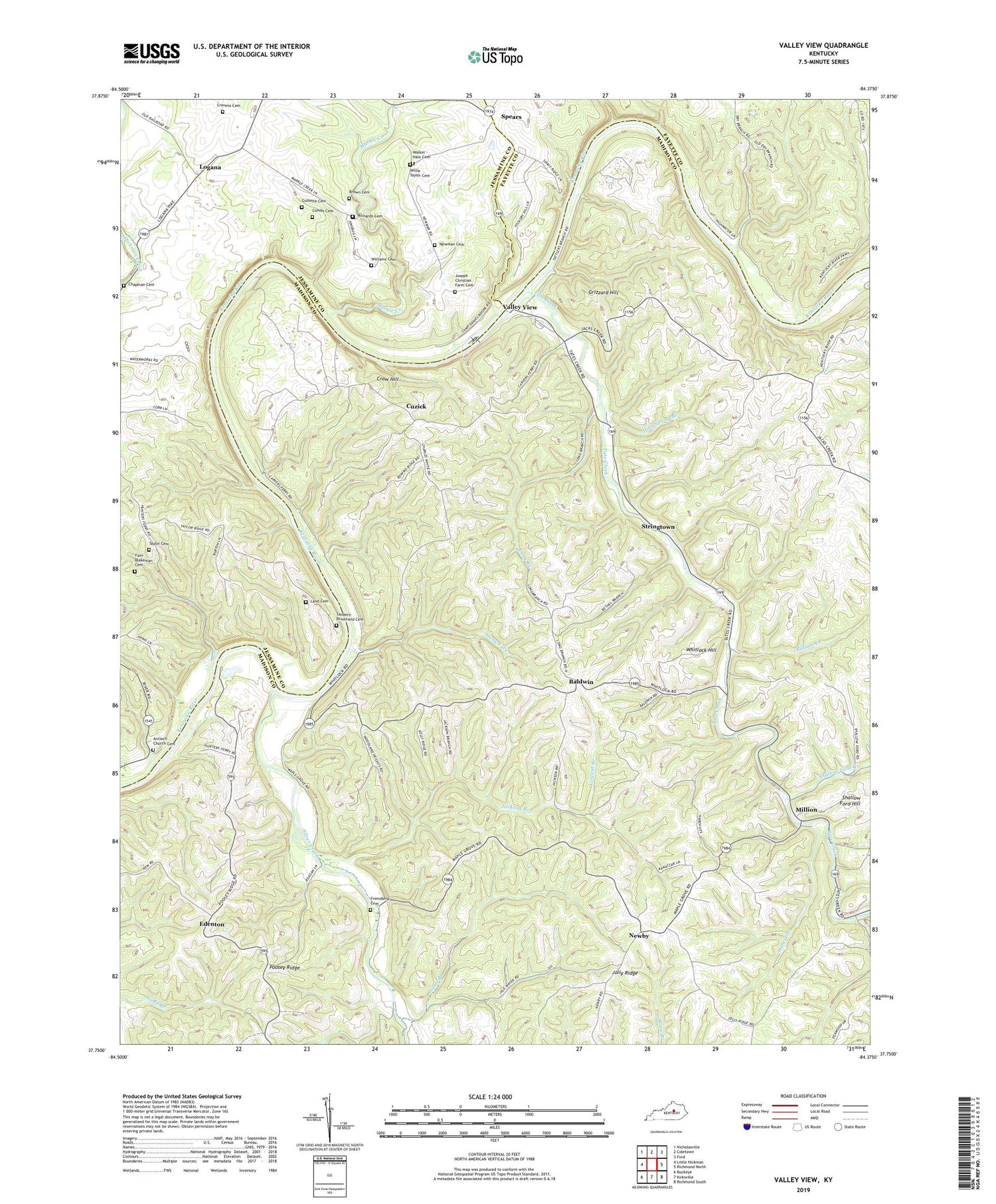 Valley View Kentucky US Topo Map Image