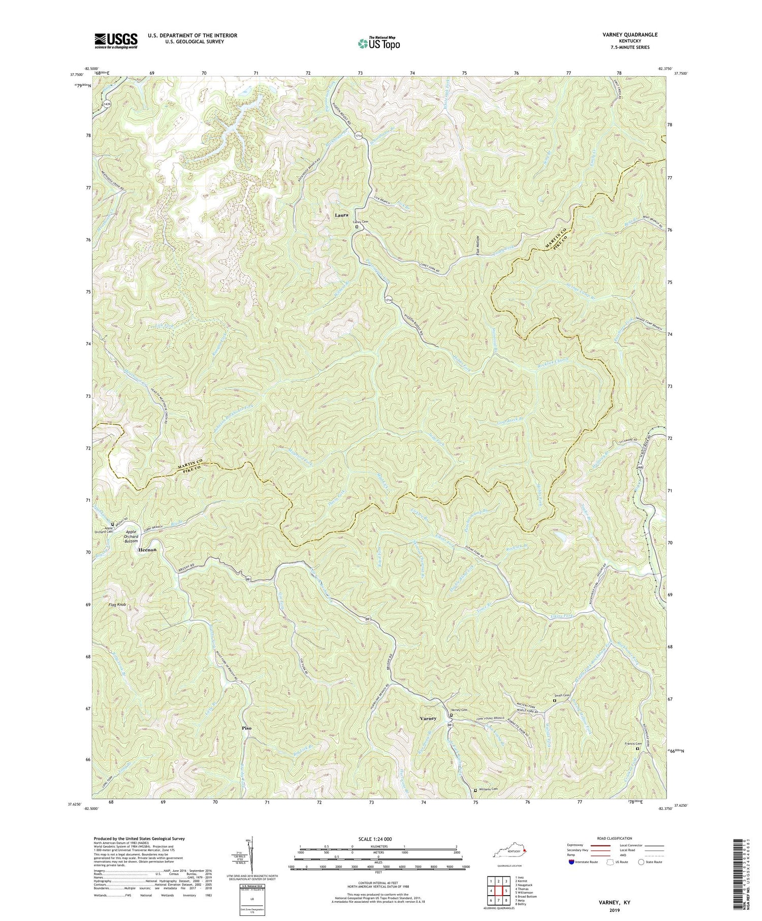 Varney Kentucky US Topo Map Image