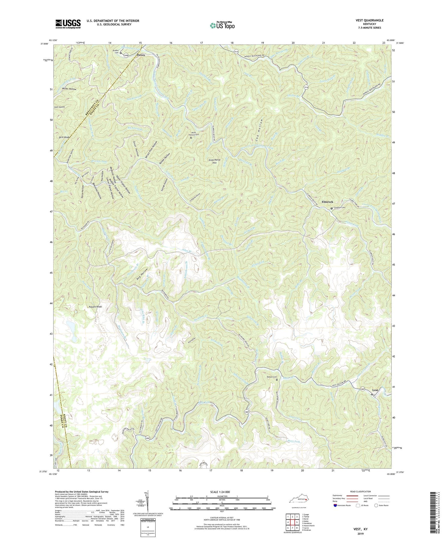 Vest Kentucky US Topo Map Image