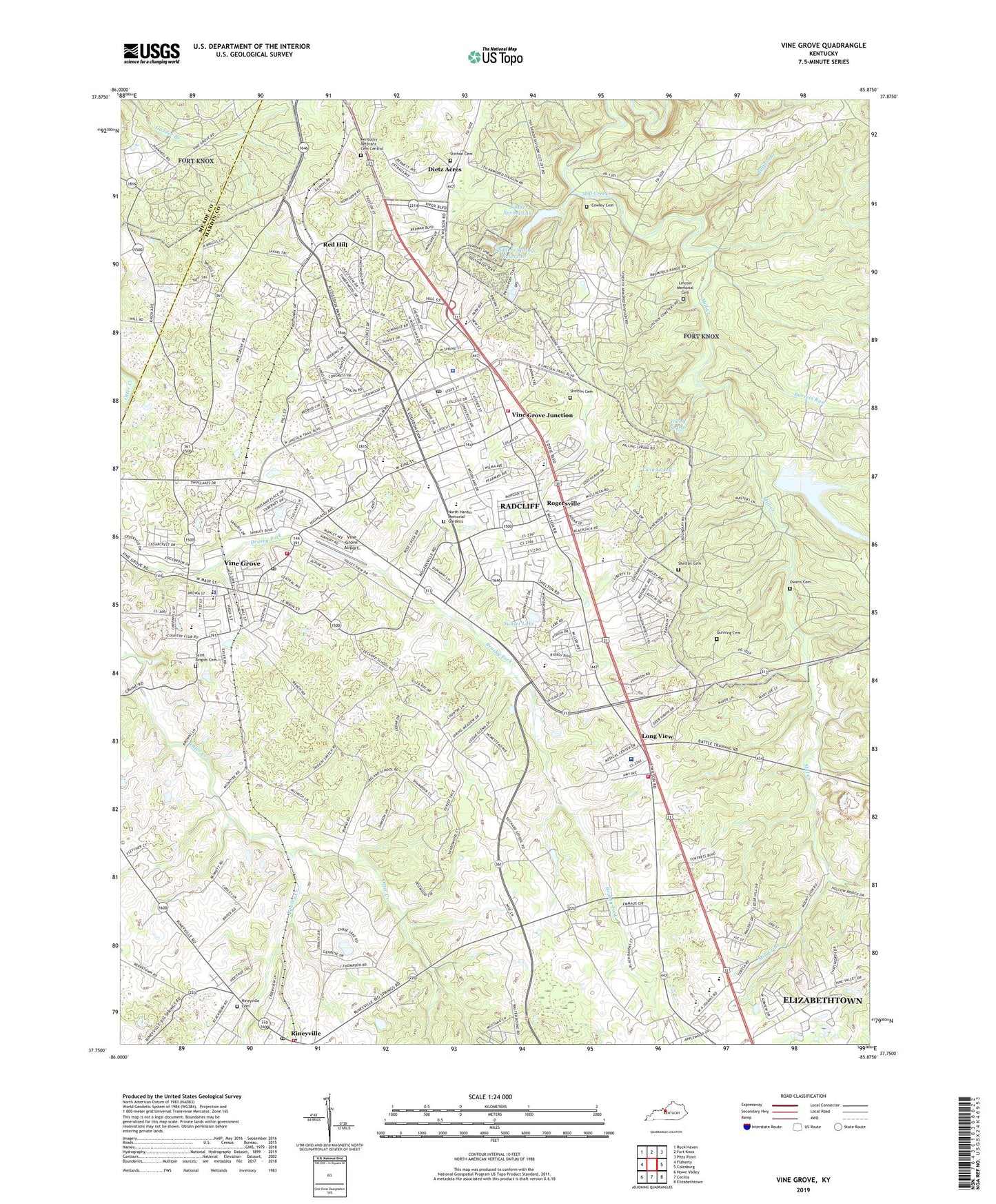 Vine Grove Kentucky US Topo Map Image