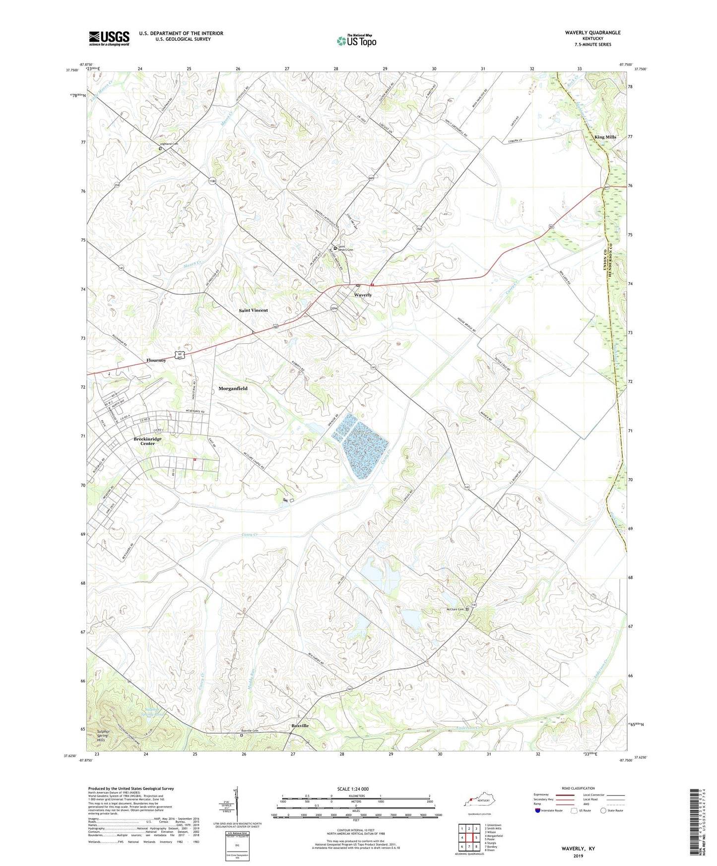 Waverly Kentucky US Topo Map Image