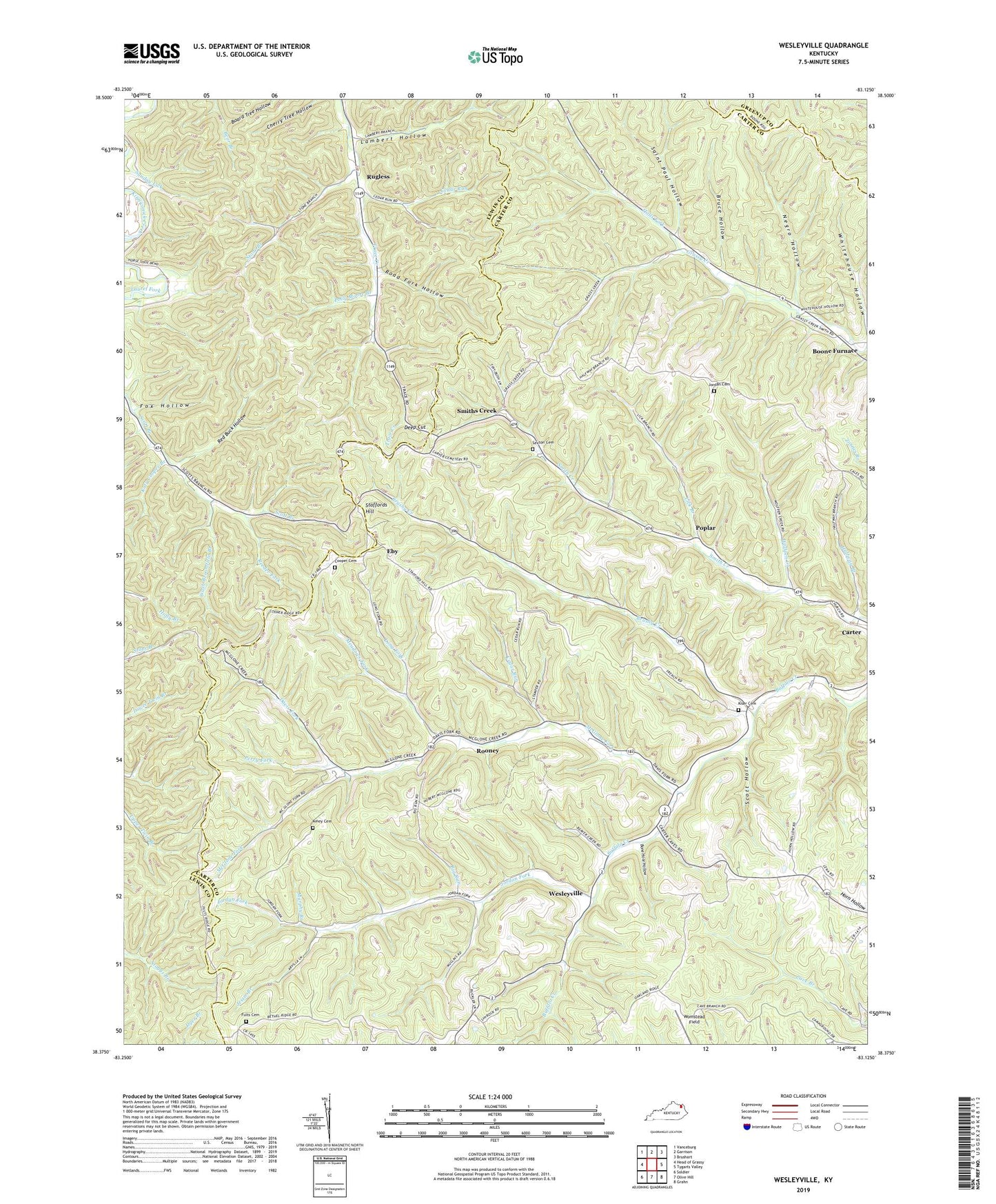 Wesleyville Kentucky US Topo Map Image