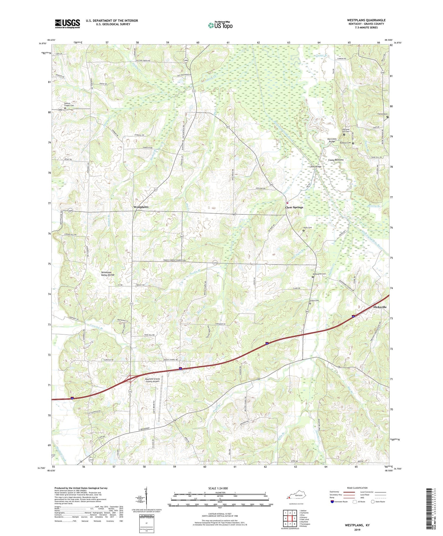 Westplains Kentucky US Topo Map Image