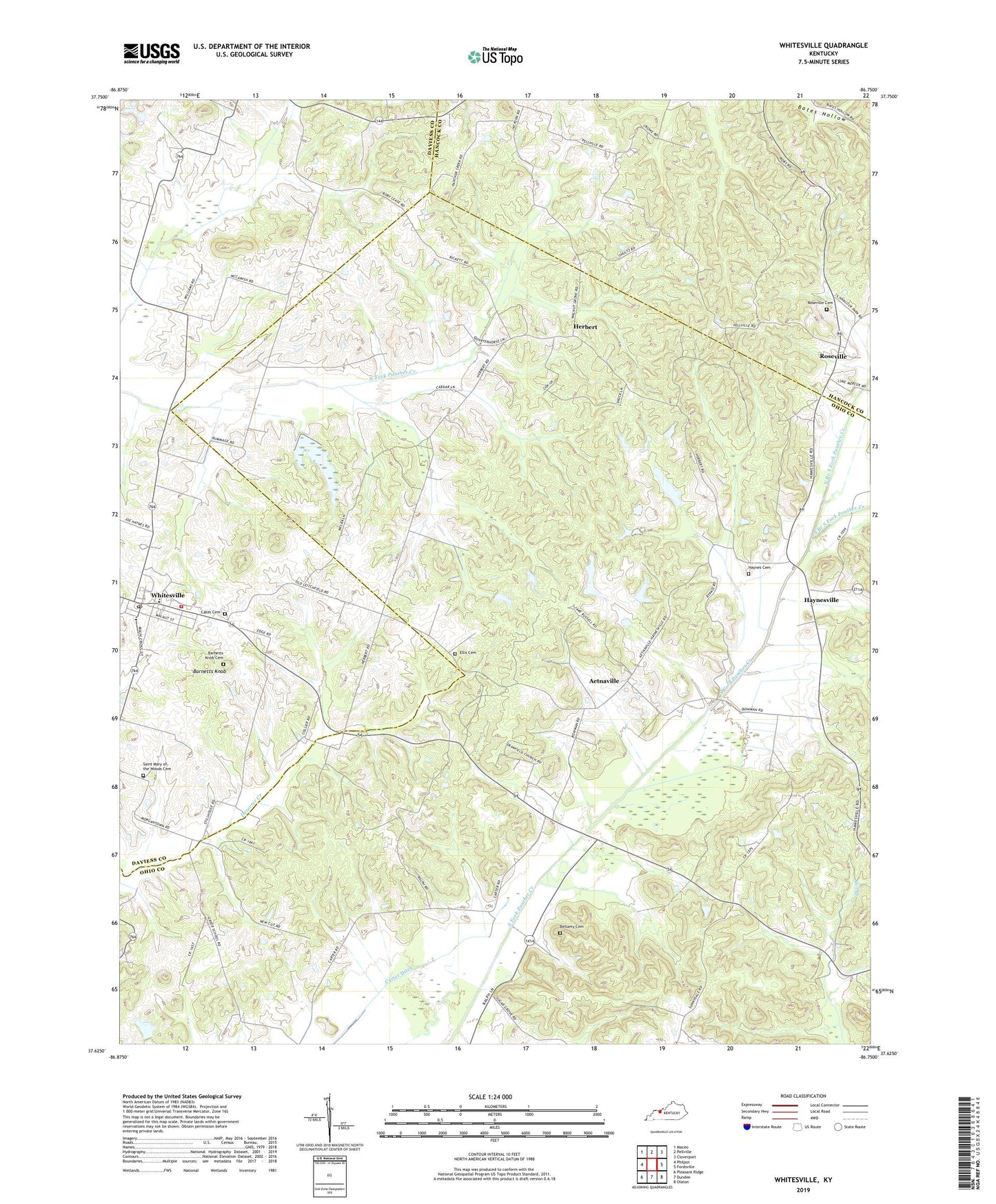 Whitesville Kentucky US Topo Map Image