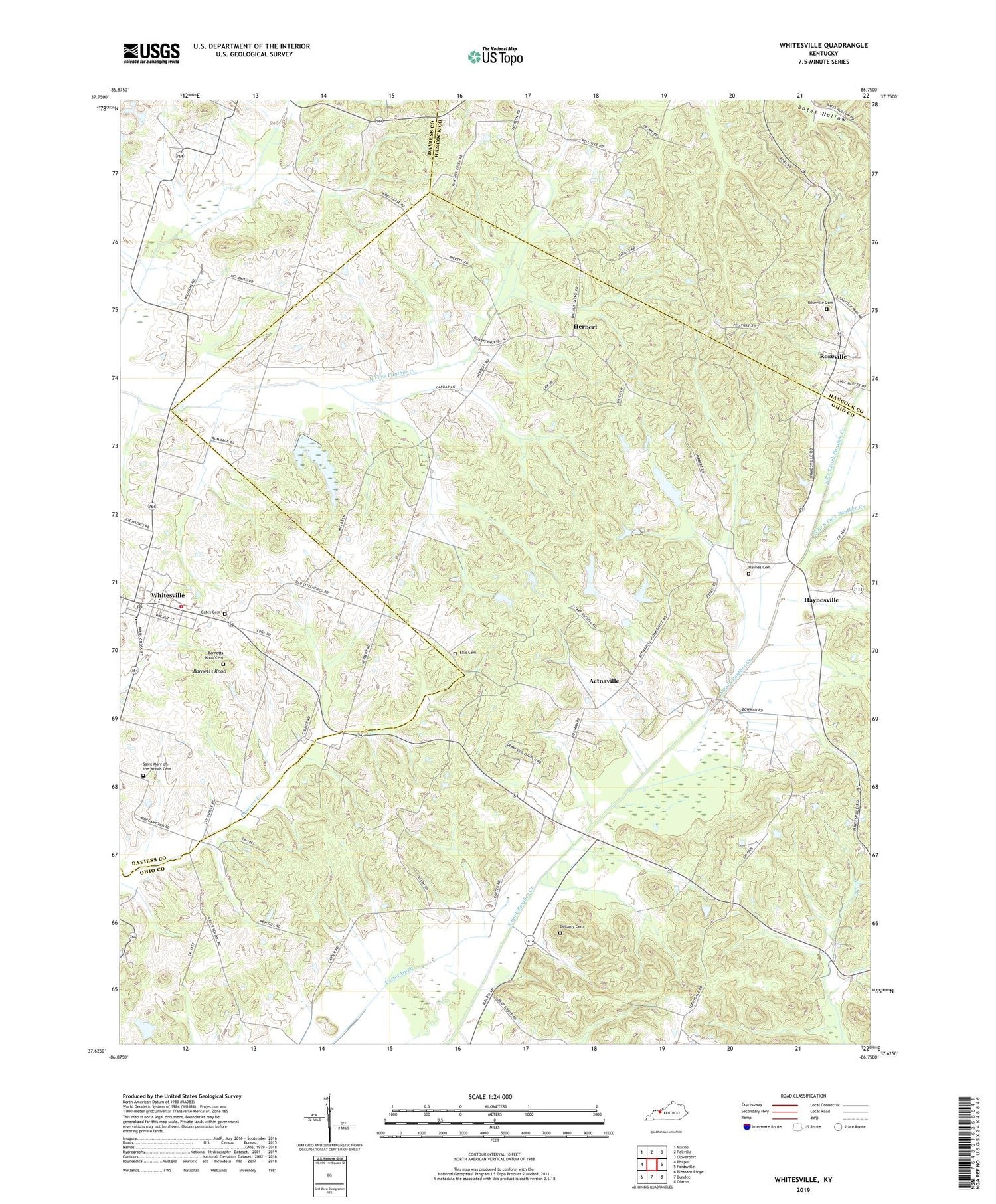 Whitesville Kentucky US Topo Map Image