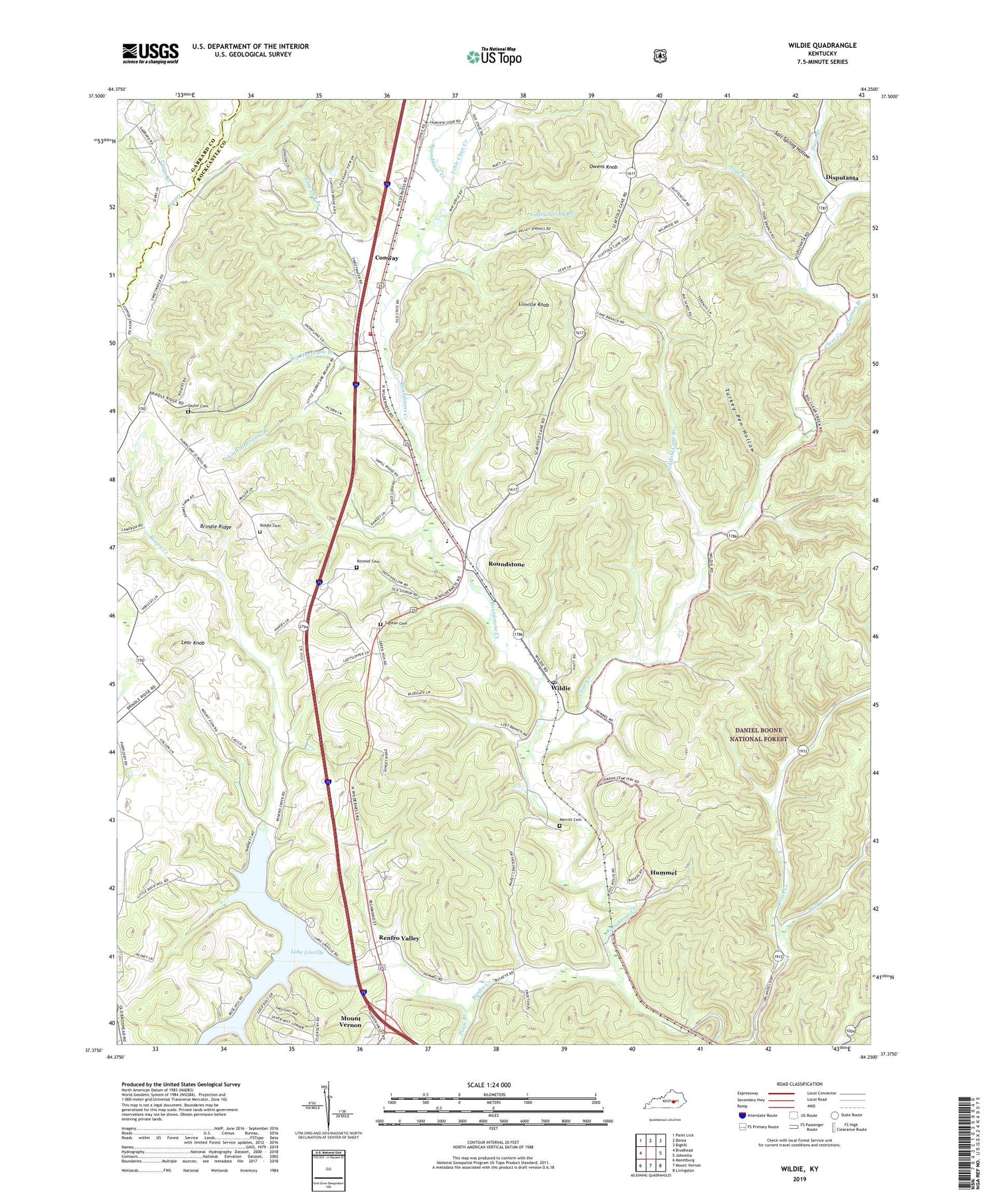 Wildie Kentucky US Topo Map Image