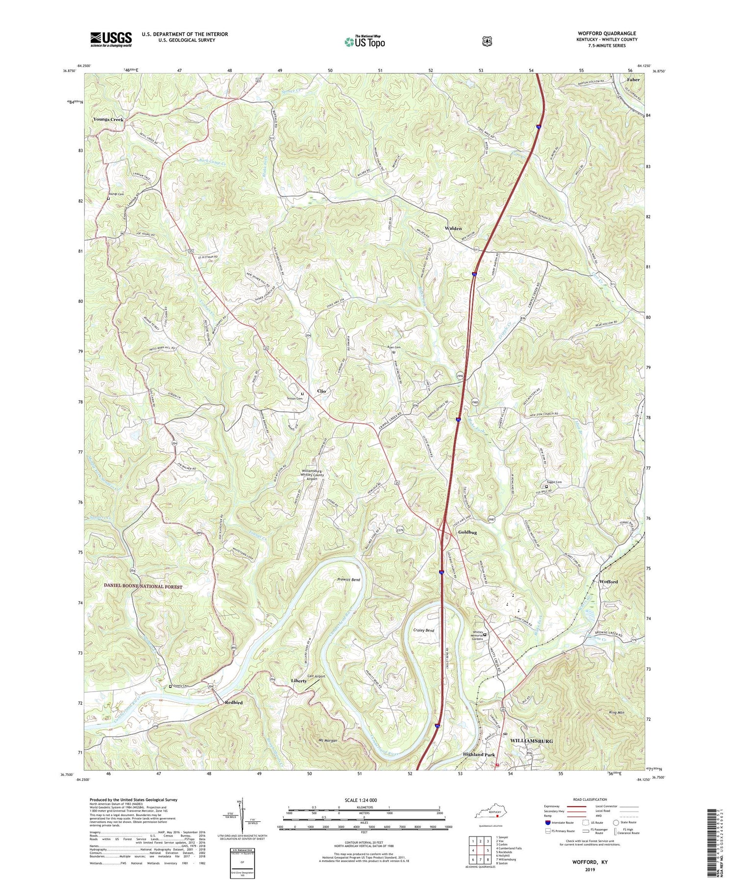 Wofford Kentucky US Topo Map Image