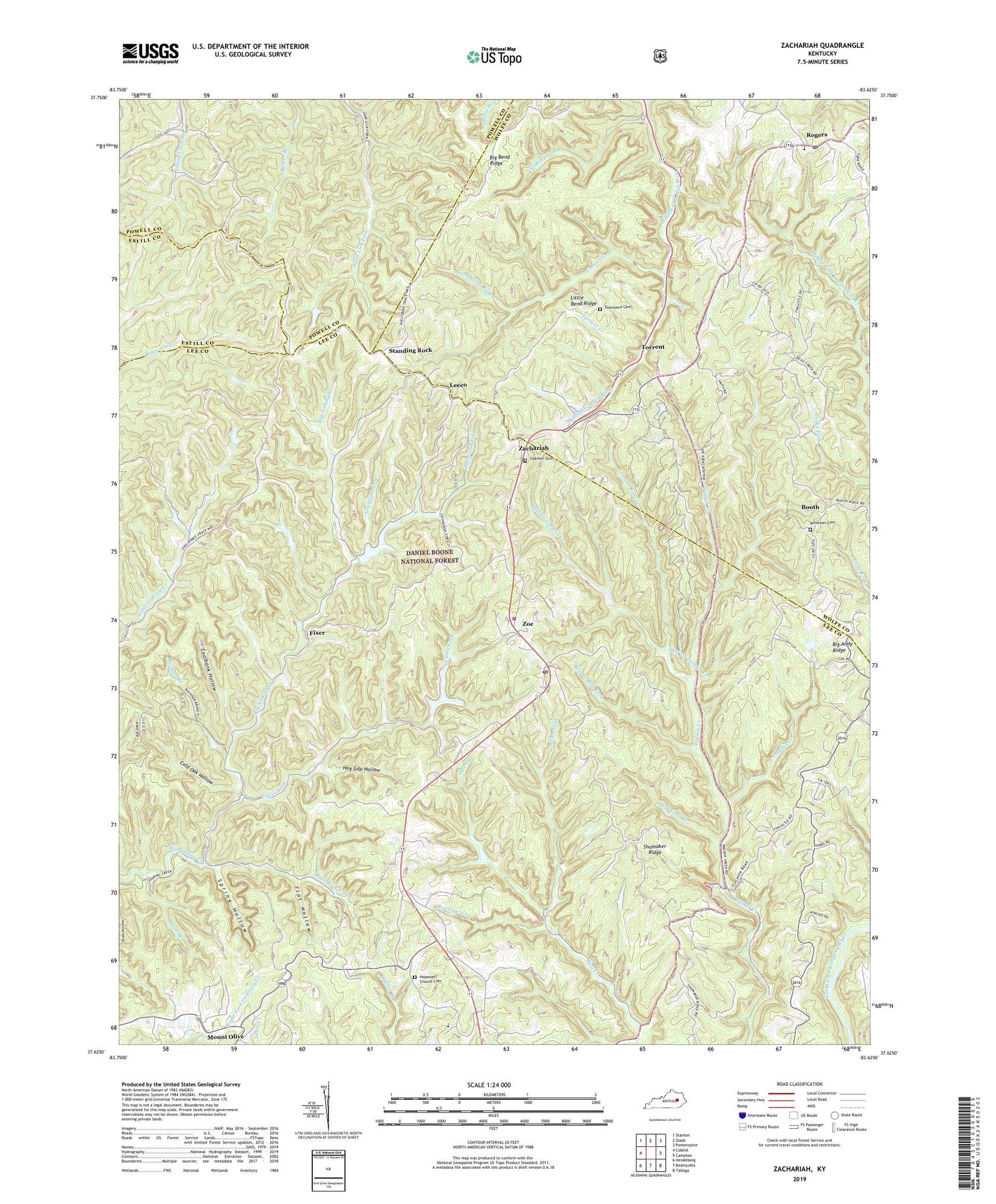 Zachariah Kentucky US Topo Map Image