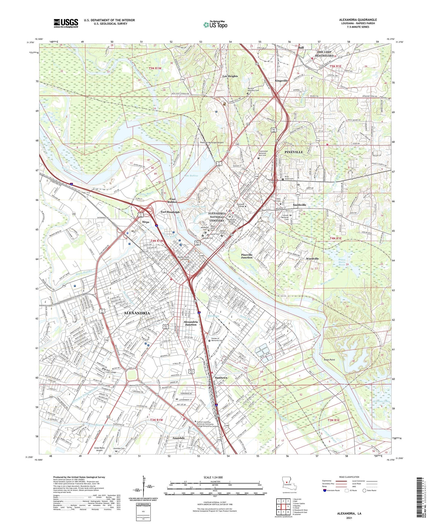 Alexandria Louisiana US Topo Map Image