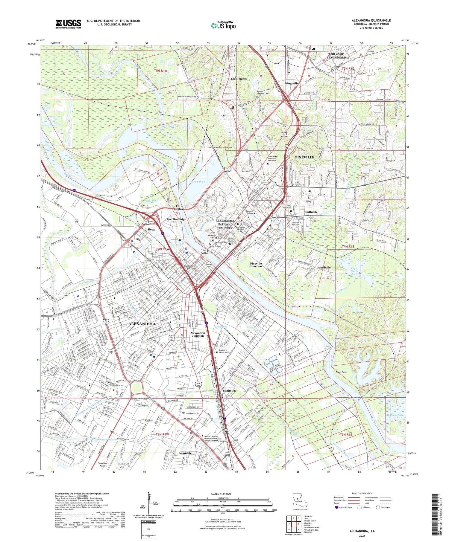 Alexandria Louisiana US Topo Map Image
