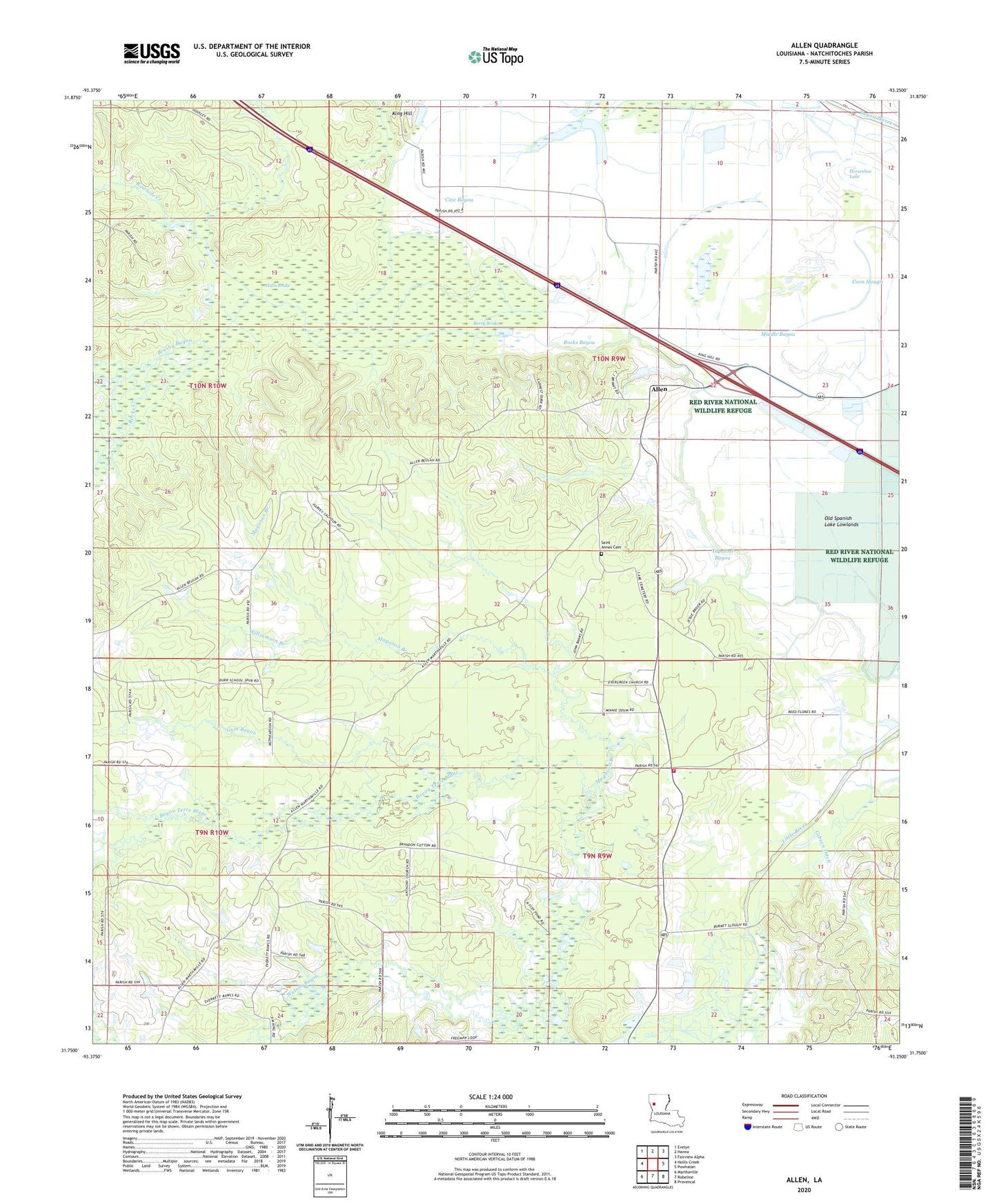 Allen Louisiana US Topo Map Image