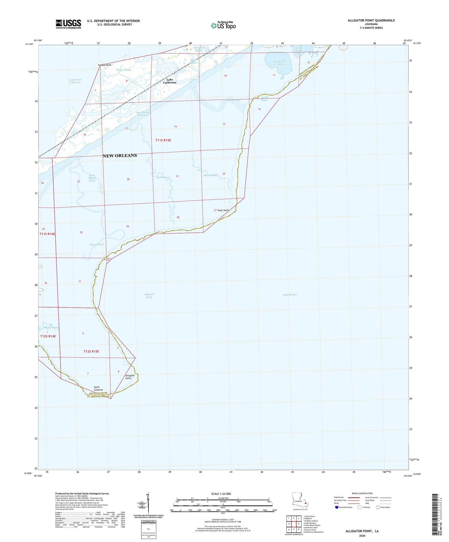 Alligator Point Louisiana US Topo Map Image