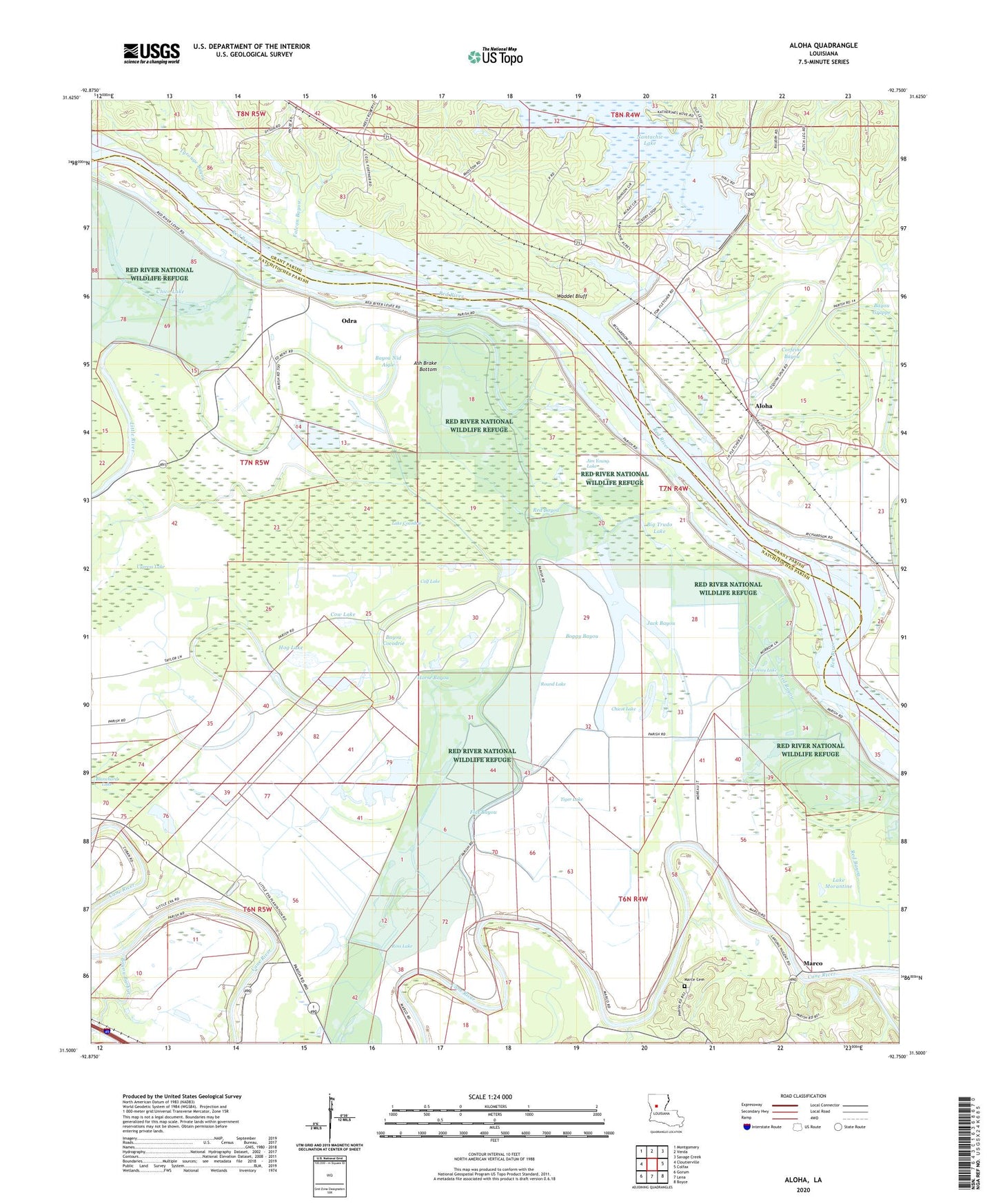 Aloha Louisiana US Topo Map Image
