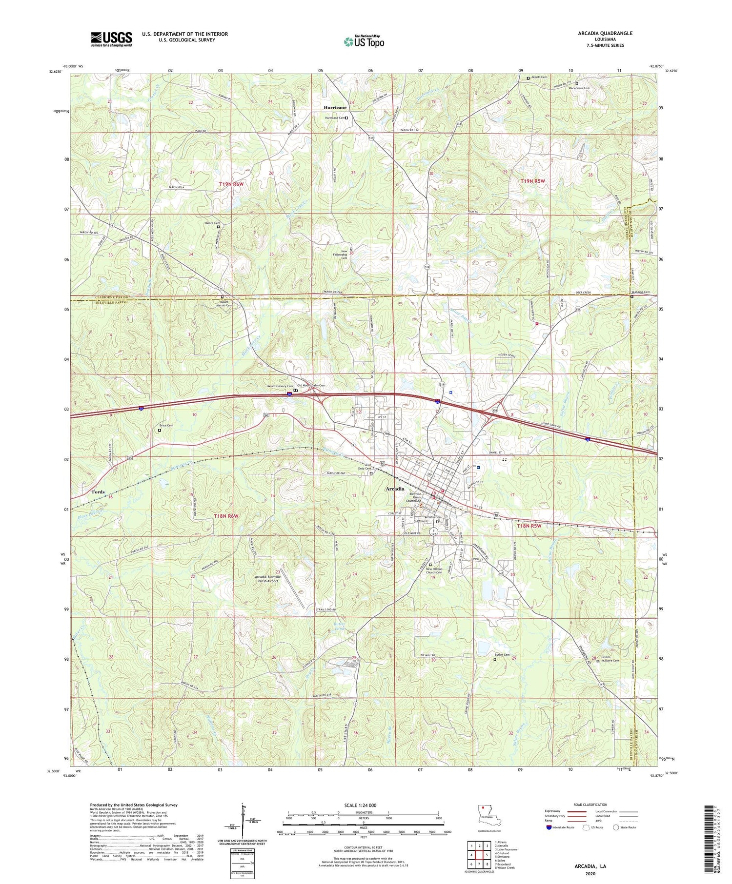 Arcadia Louisiana US Topo Map Image
