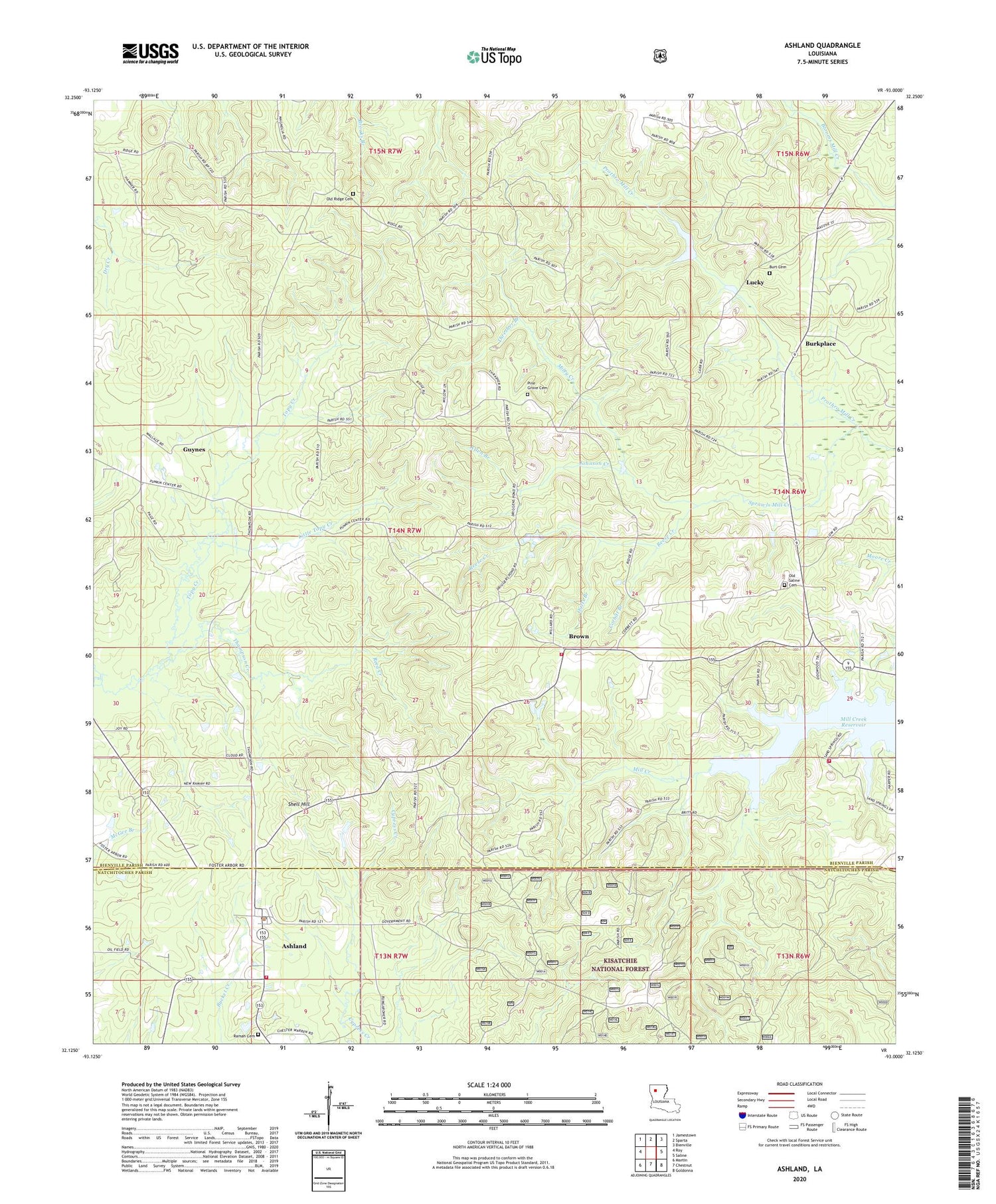 Ashland Louisiana US Topo Map Image