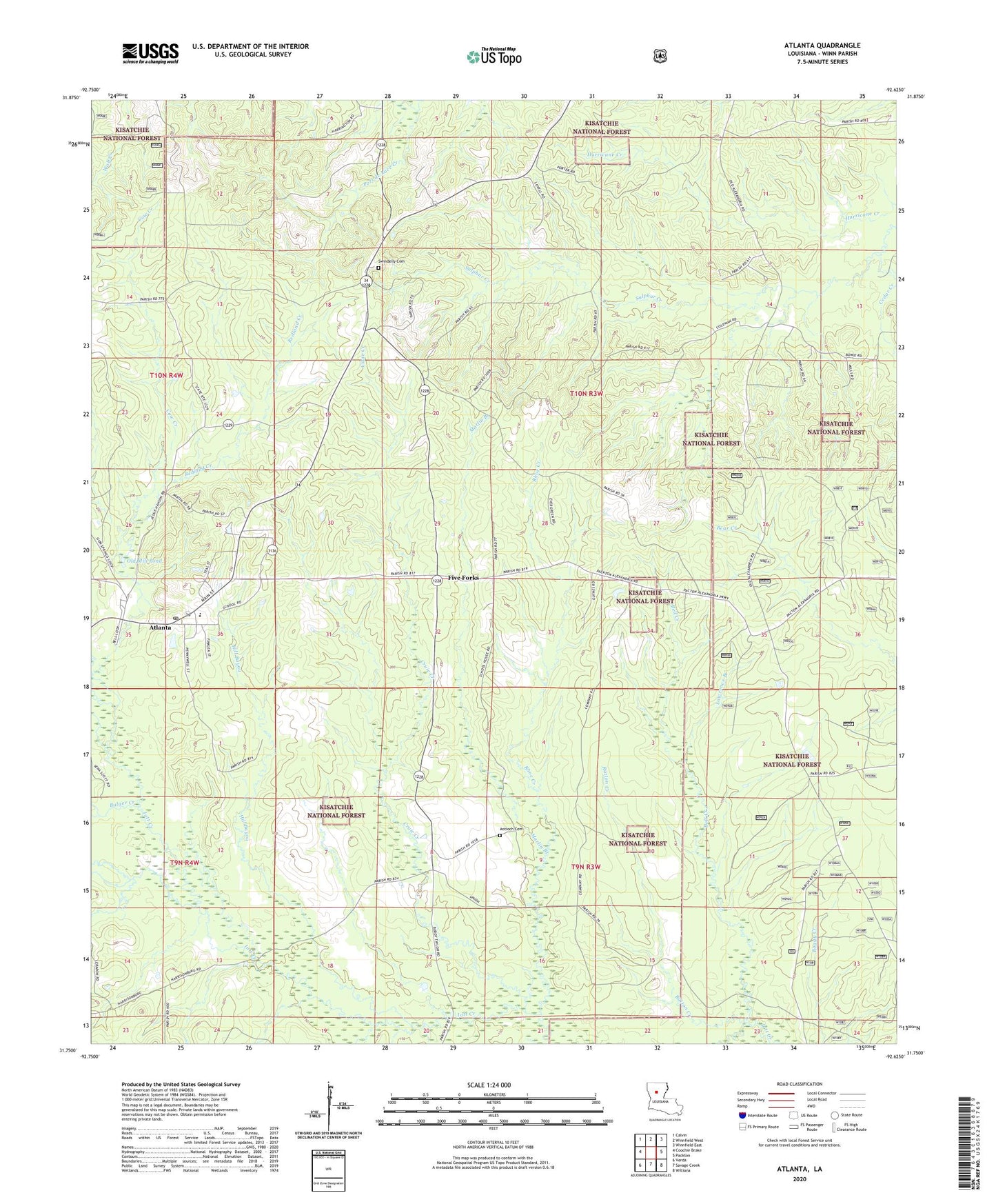 Atlanta Louisiana US Topo Map Image