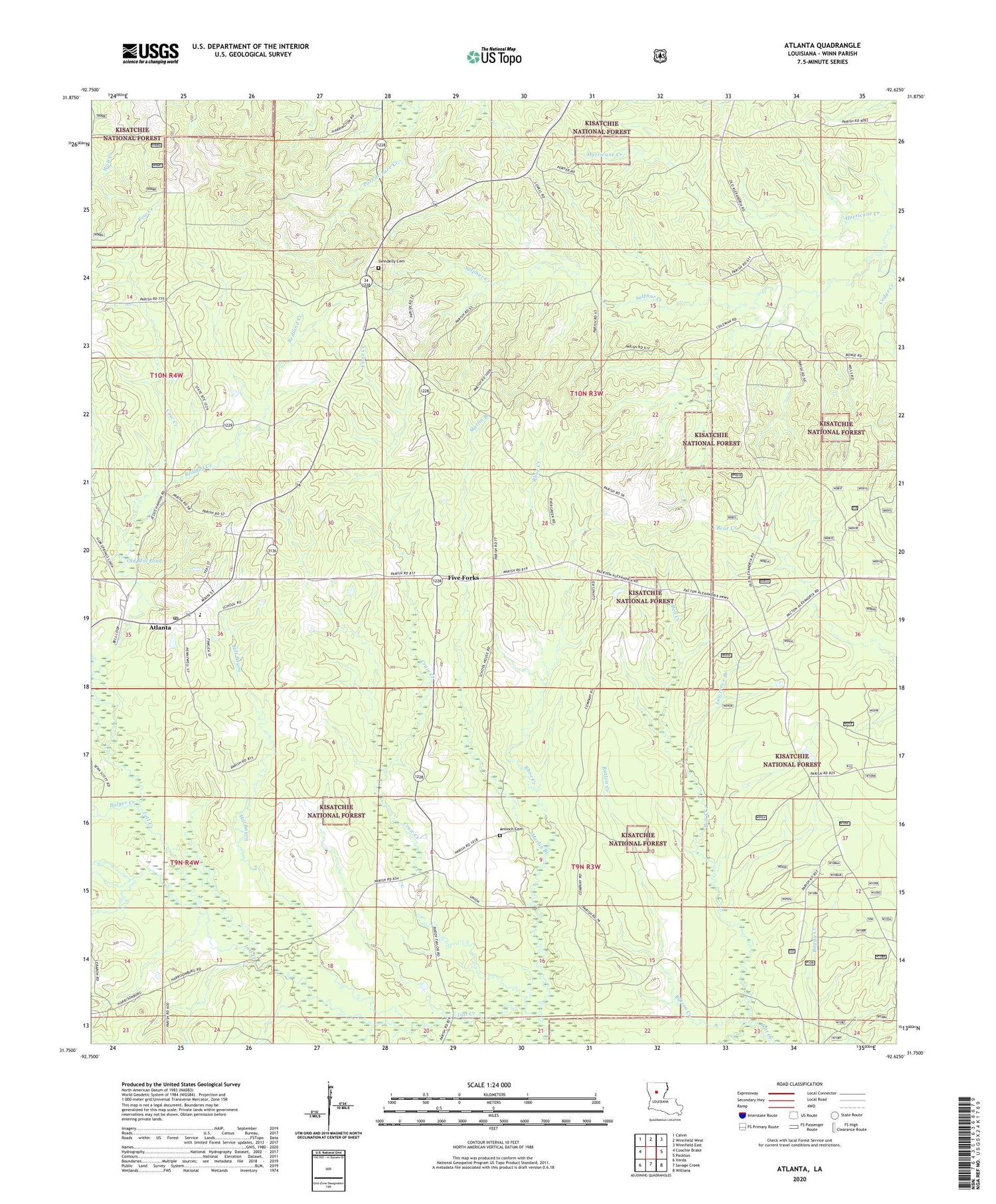 Atlanta Louisiana US Topo Map Image