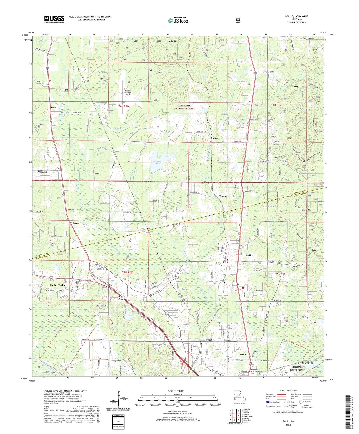 Ball Louisiana US Topo Map Image