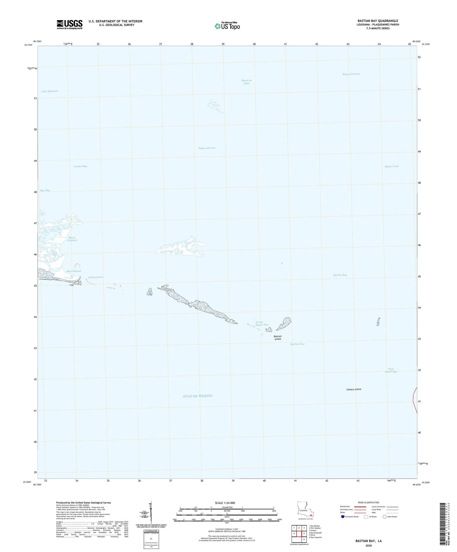Bastian Bay Louisiana US Topo Map Image