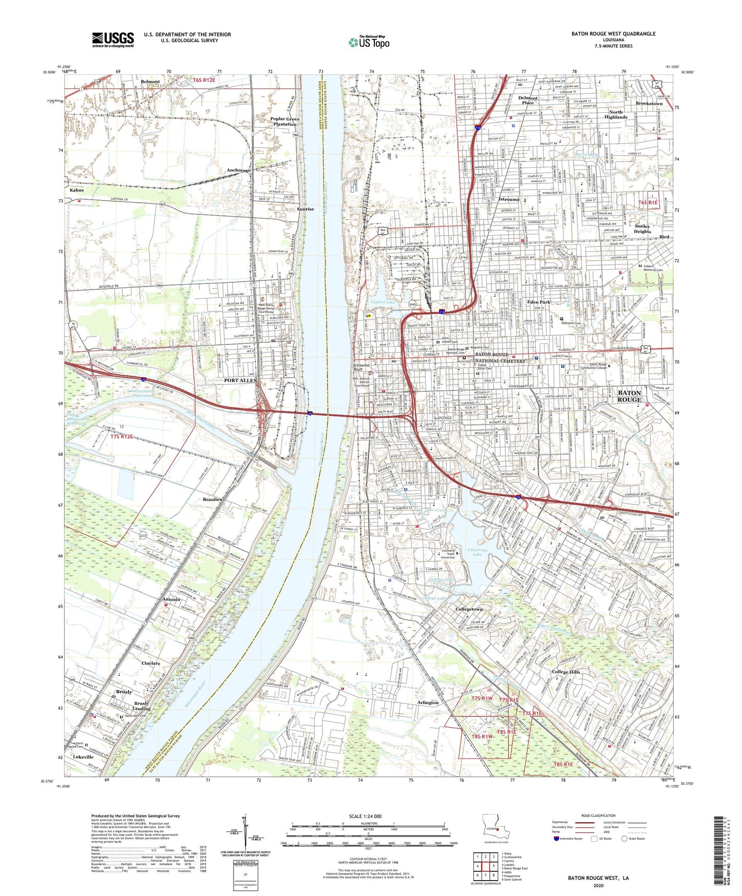 Baton Rouge West Louisiana US Topo Map Image