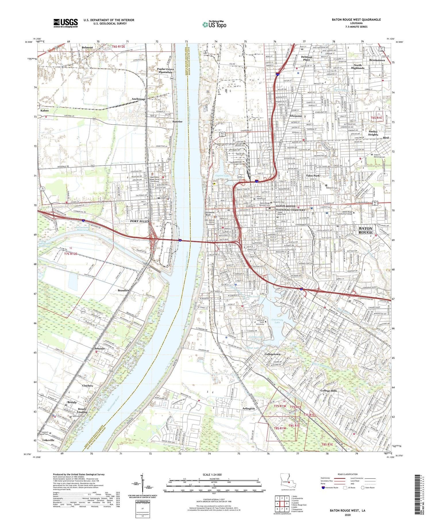 Baton Rouge West Louisiana US Topo Map Image