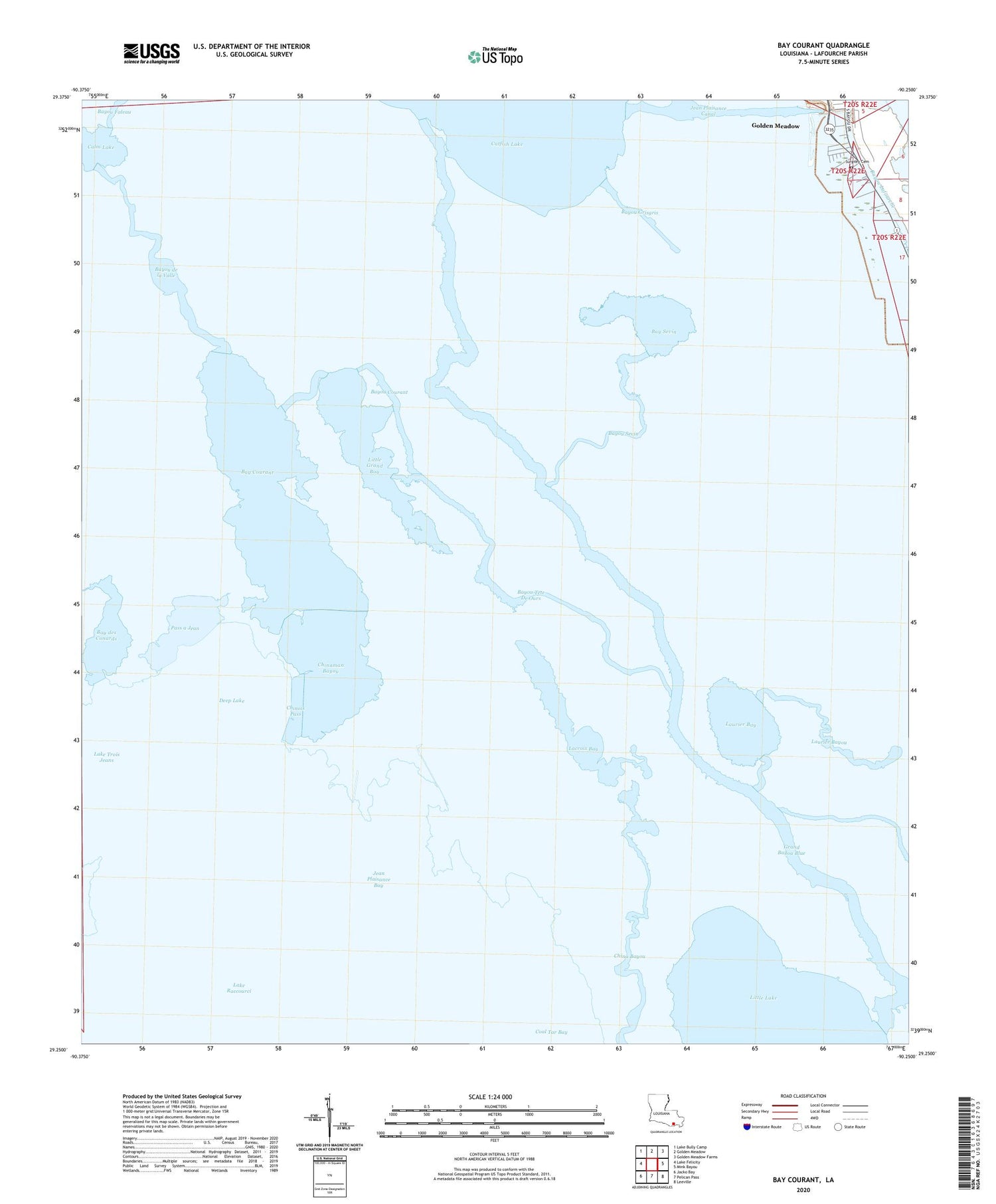 Bay Courant Louisiana US Topo Map Image