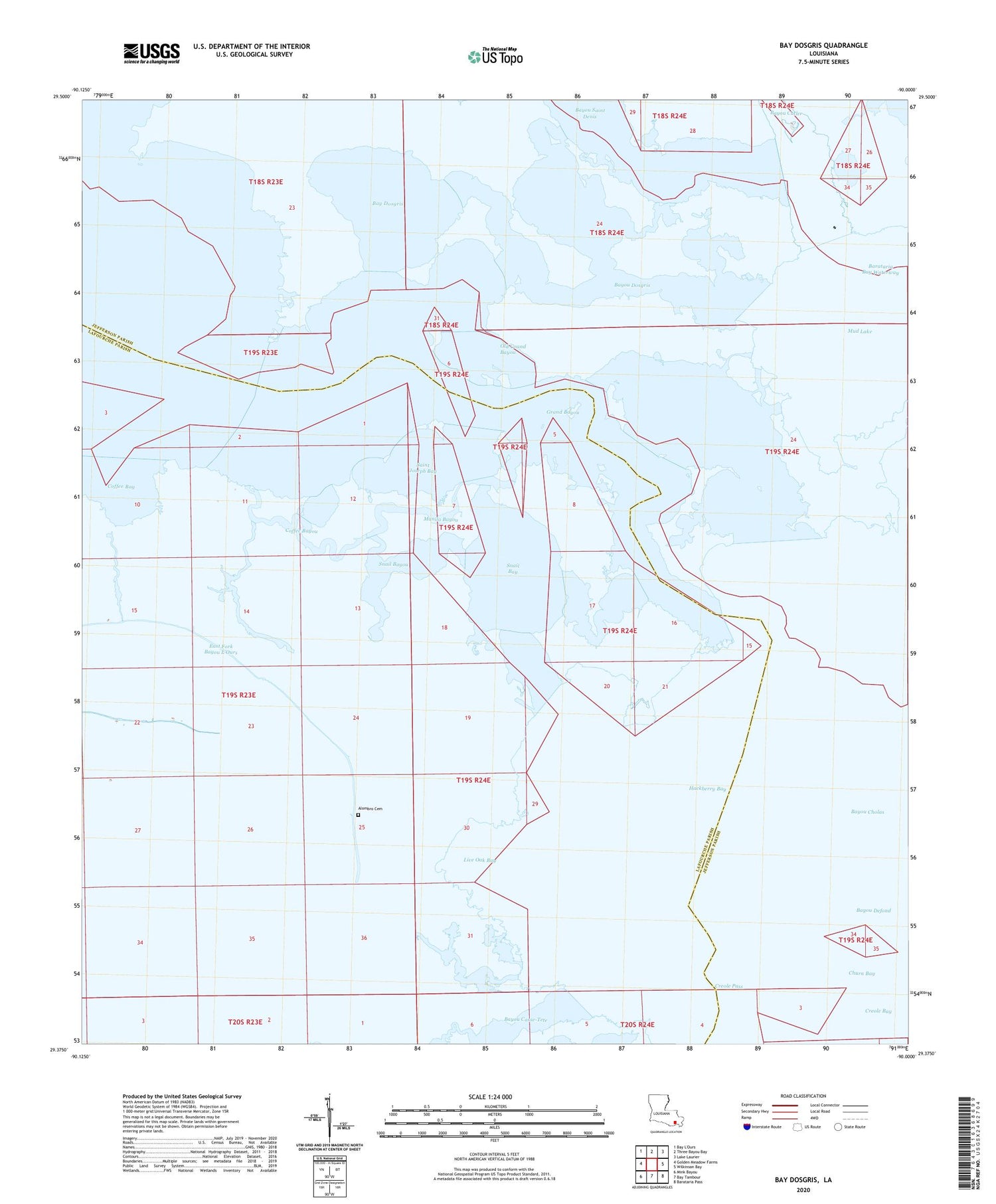 Bay Dosgris Louisiana US Topo Map Image