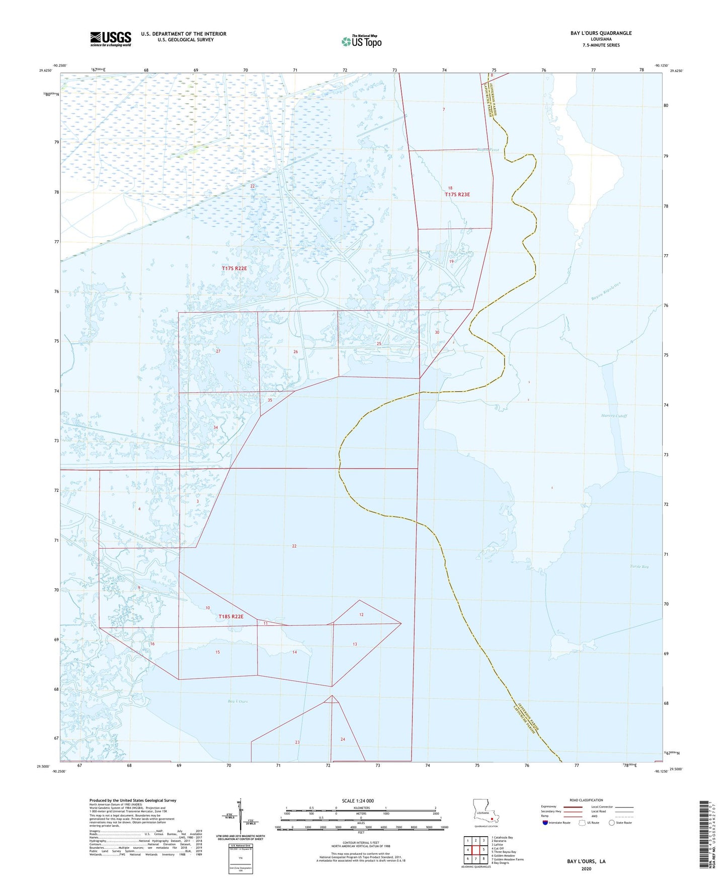 Bay L'Ours Louisiana US Topo Map Image