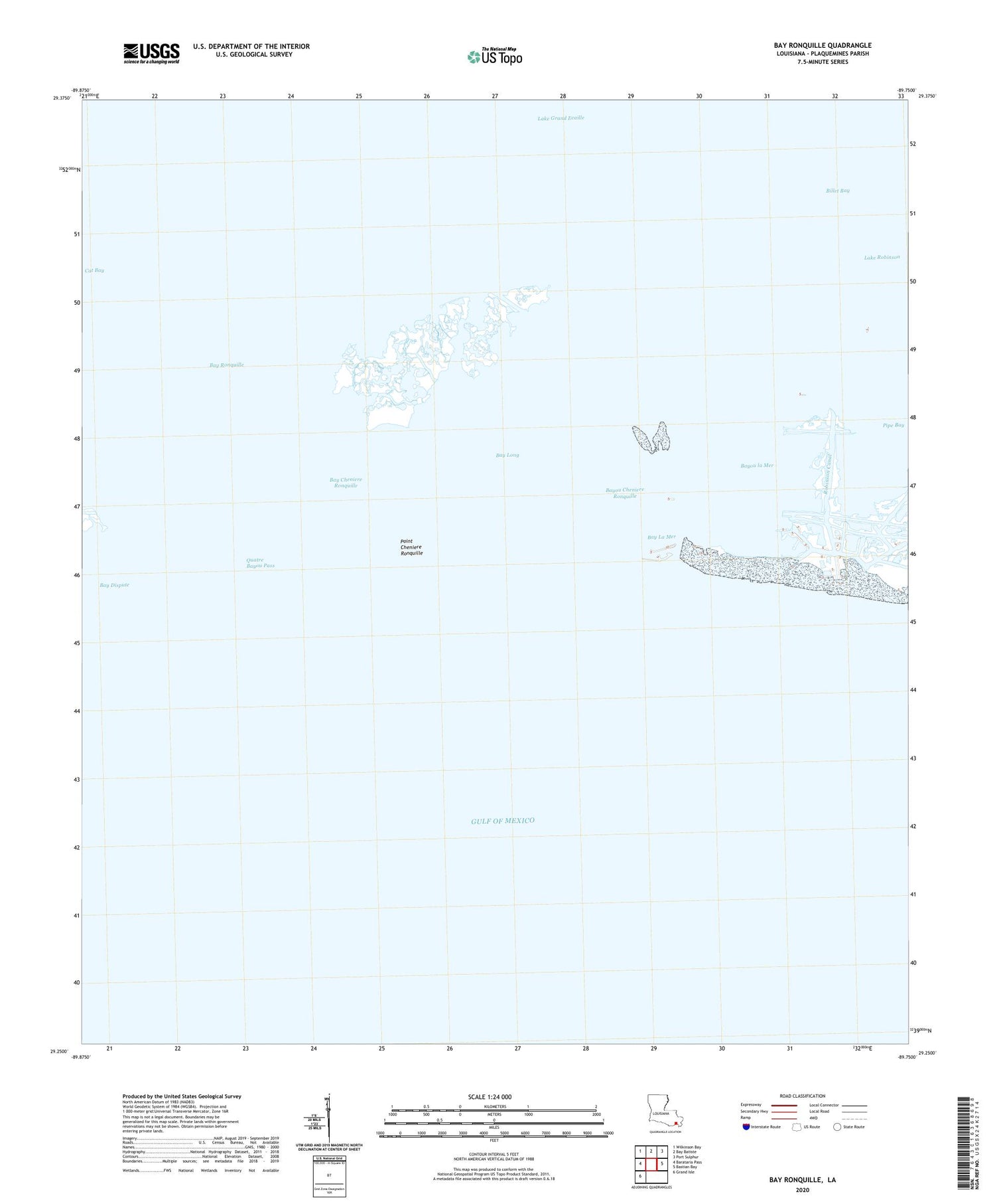 Bay Ronquille Louisiana US Topo Map Image