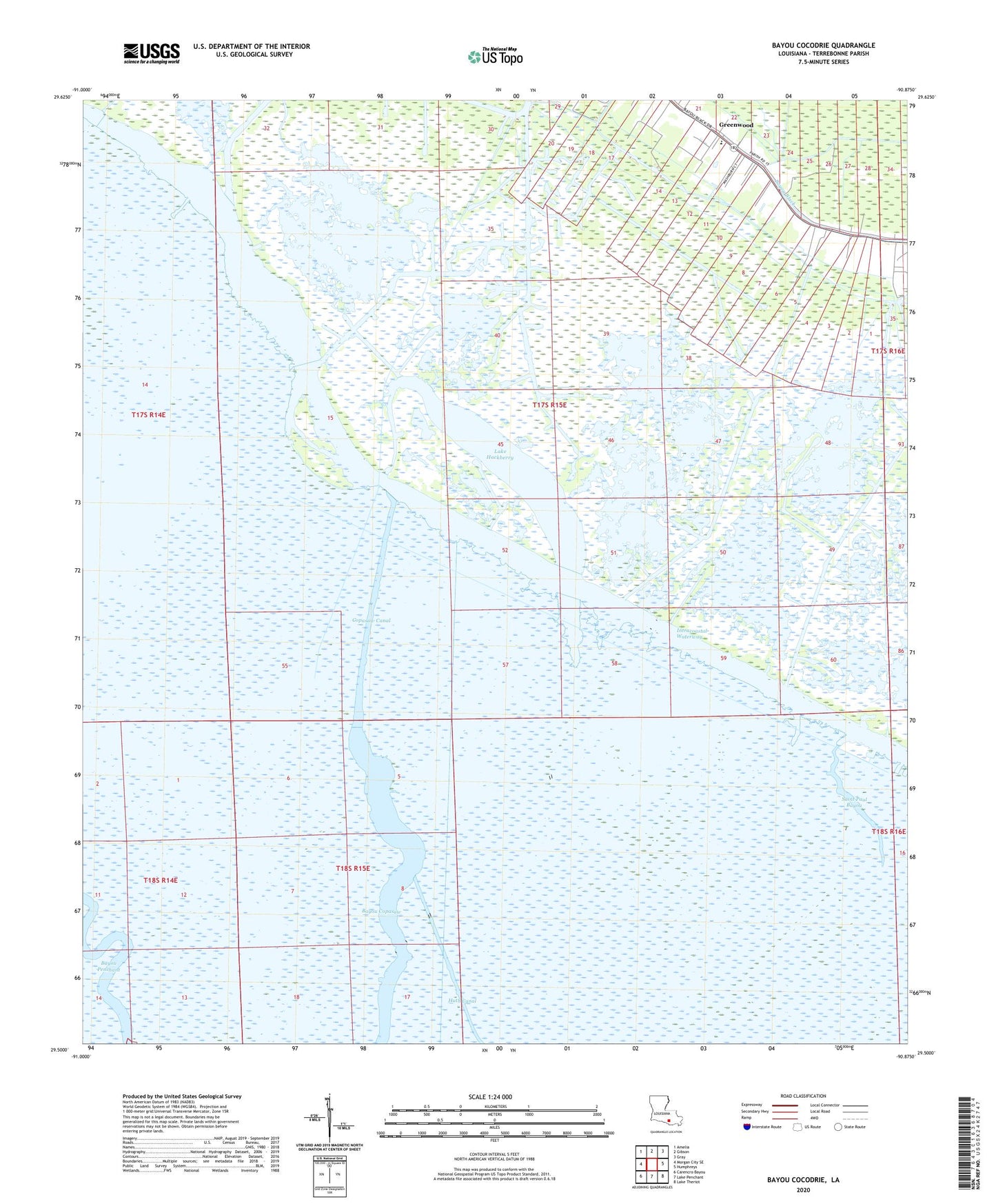 Bayou Cocodrie Louisiana US Topo Map Image