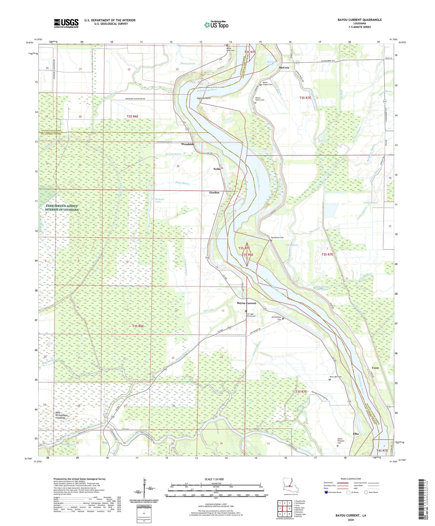 Bayou Current Louisiana US Topo Map Image