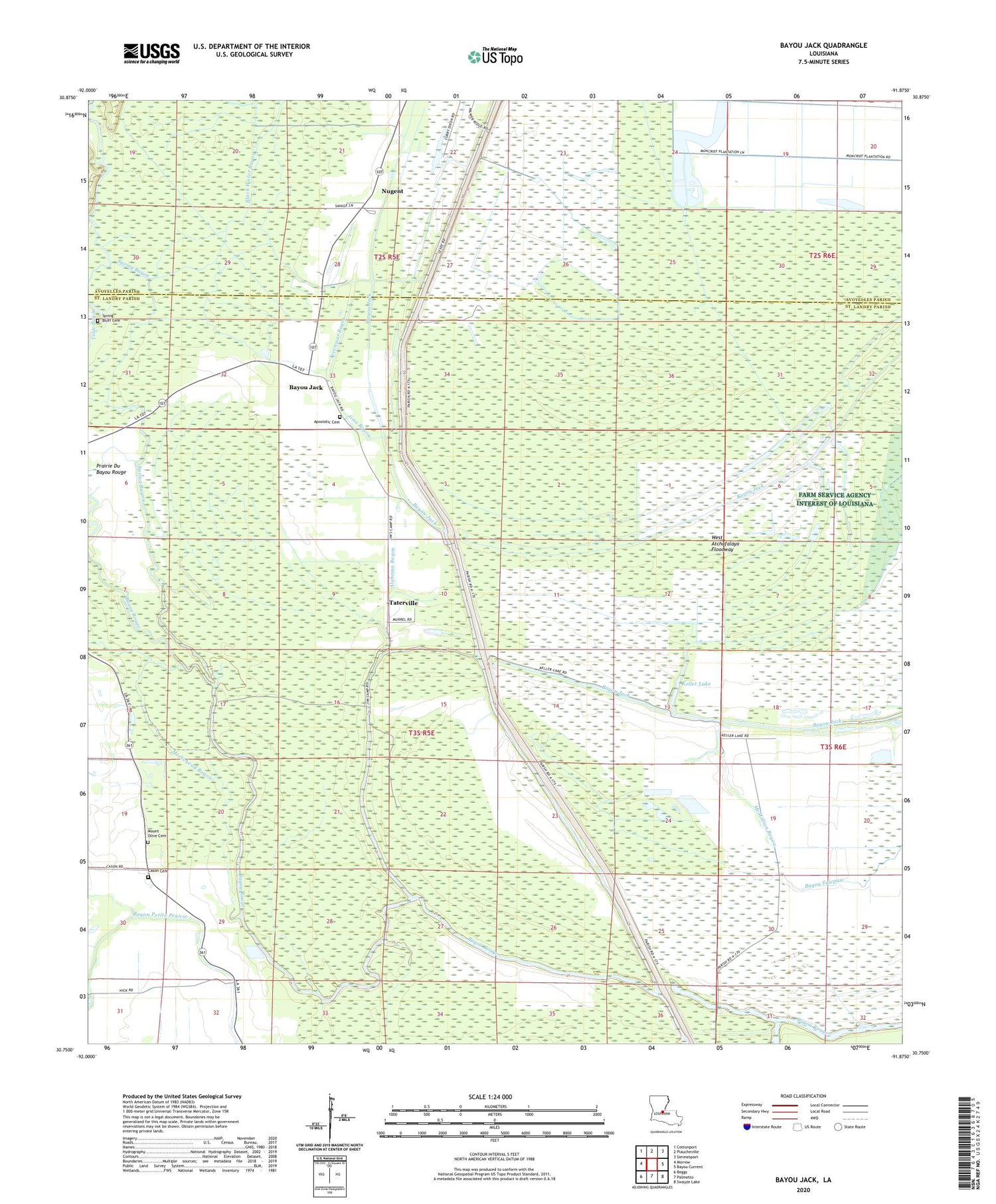 Bayou Jack Louisiana US Topo Map Image