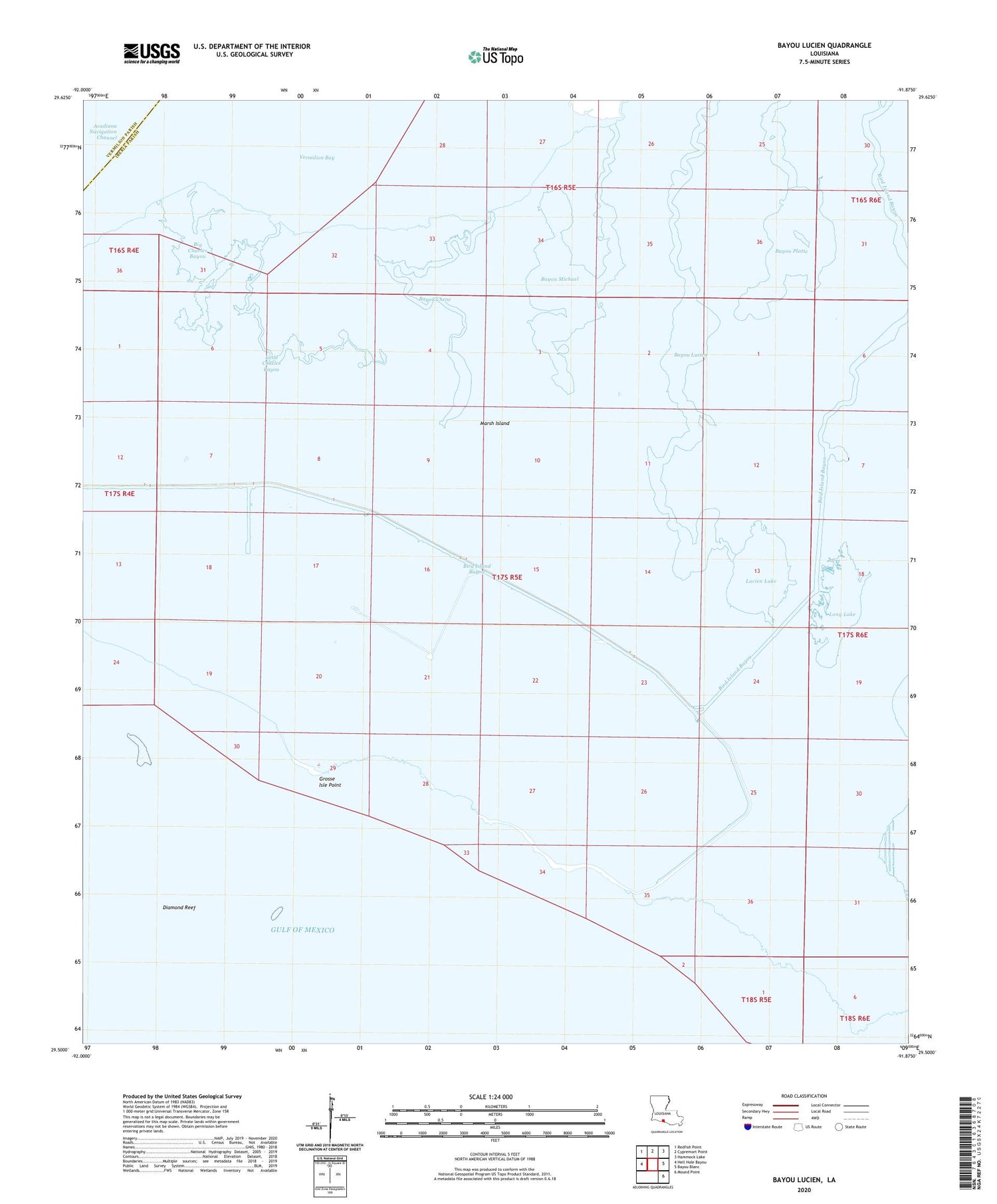 Bayou Lucien Louisiana US Topo Map Image