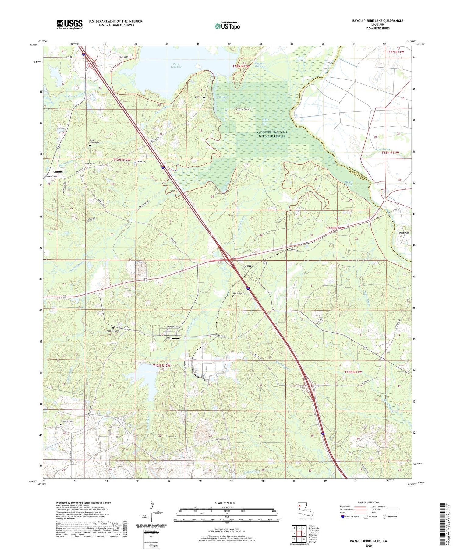 Bayou Pierre Lake Louisiana US Topo Map Image