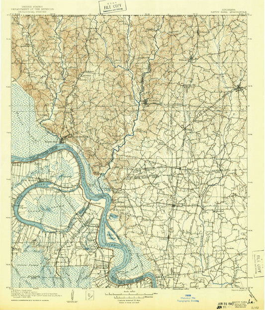 Historic 1906 Bayou Sara Louisiana 30'x30' Topo Map Image