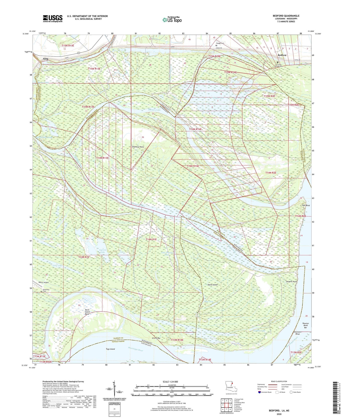 Bedford Louisiana US Topo Map Image