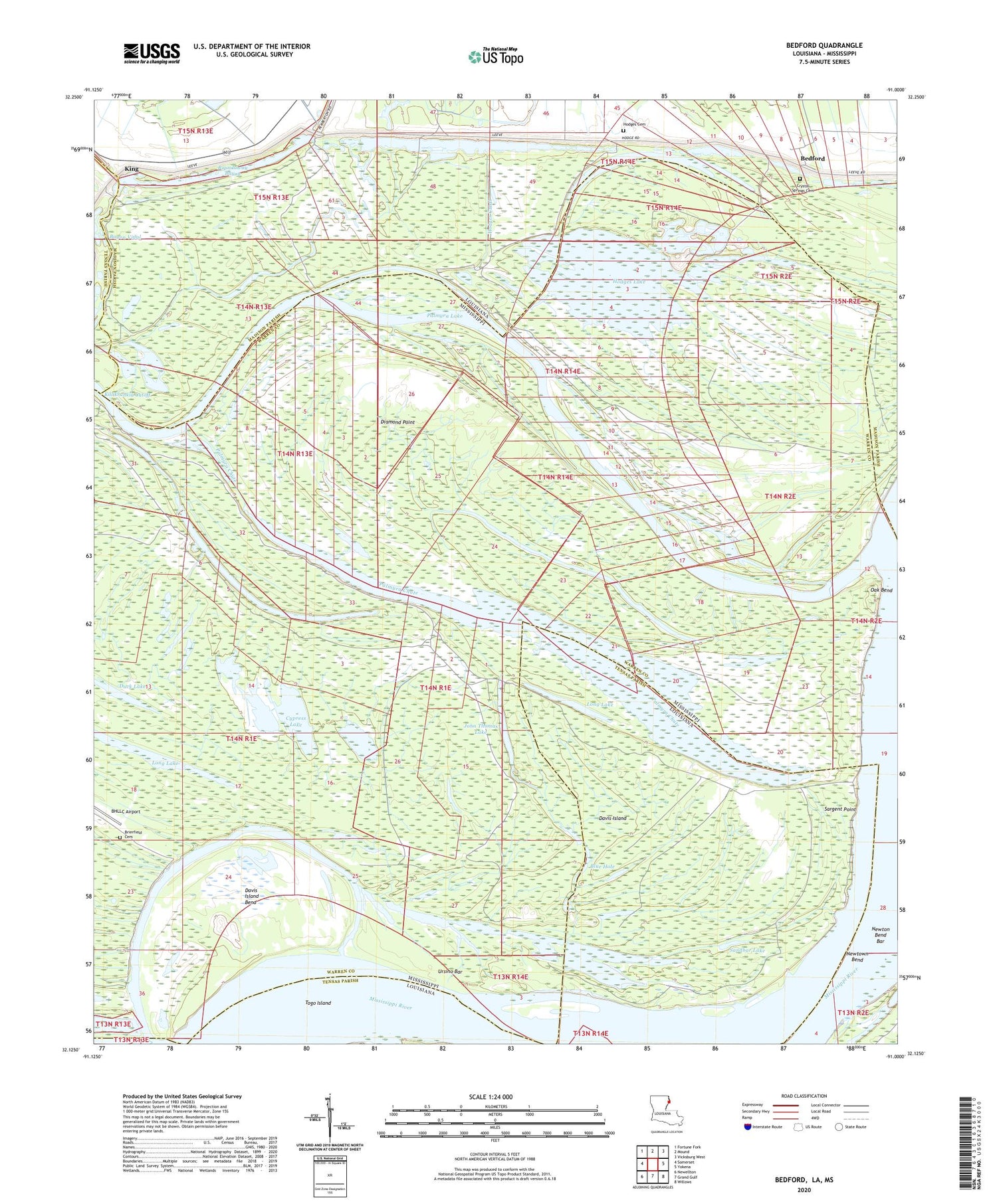 Bedford Louisiana US Topo Map Image