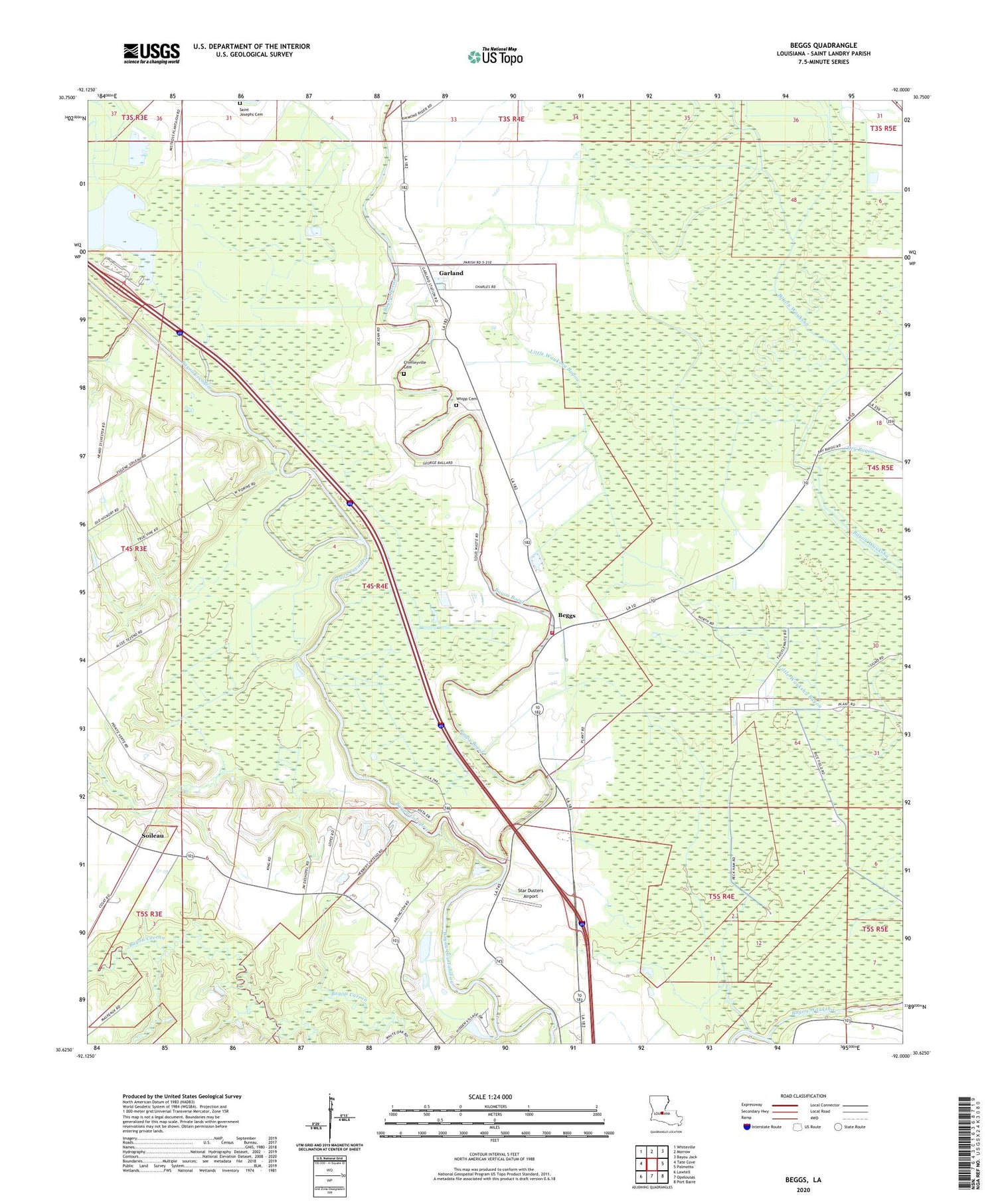 Beggs Louisiana US Topo Map Image
