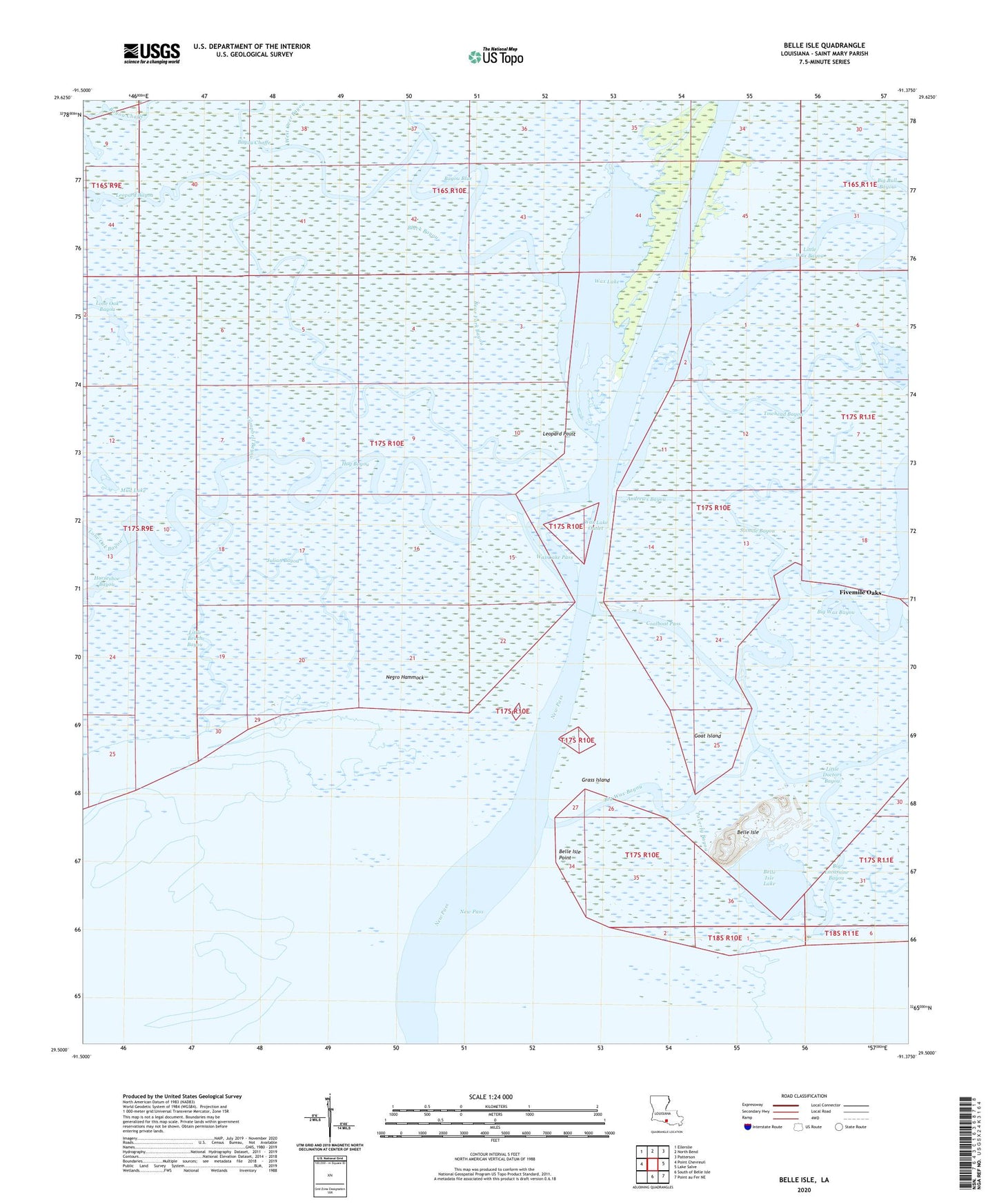 Belle Isle Louisiana US Topo Map Image