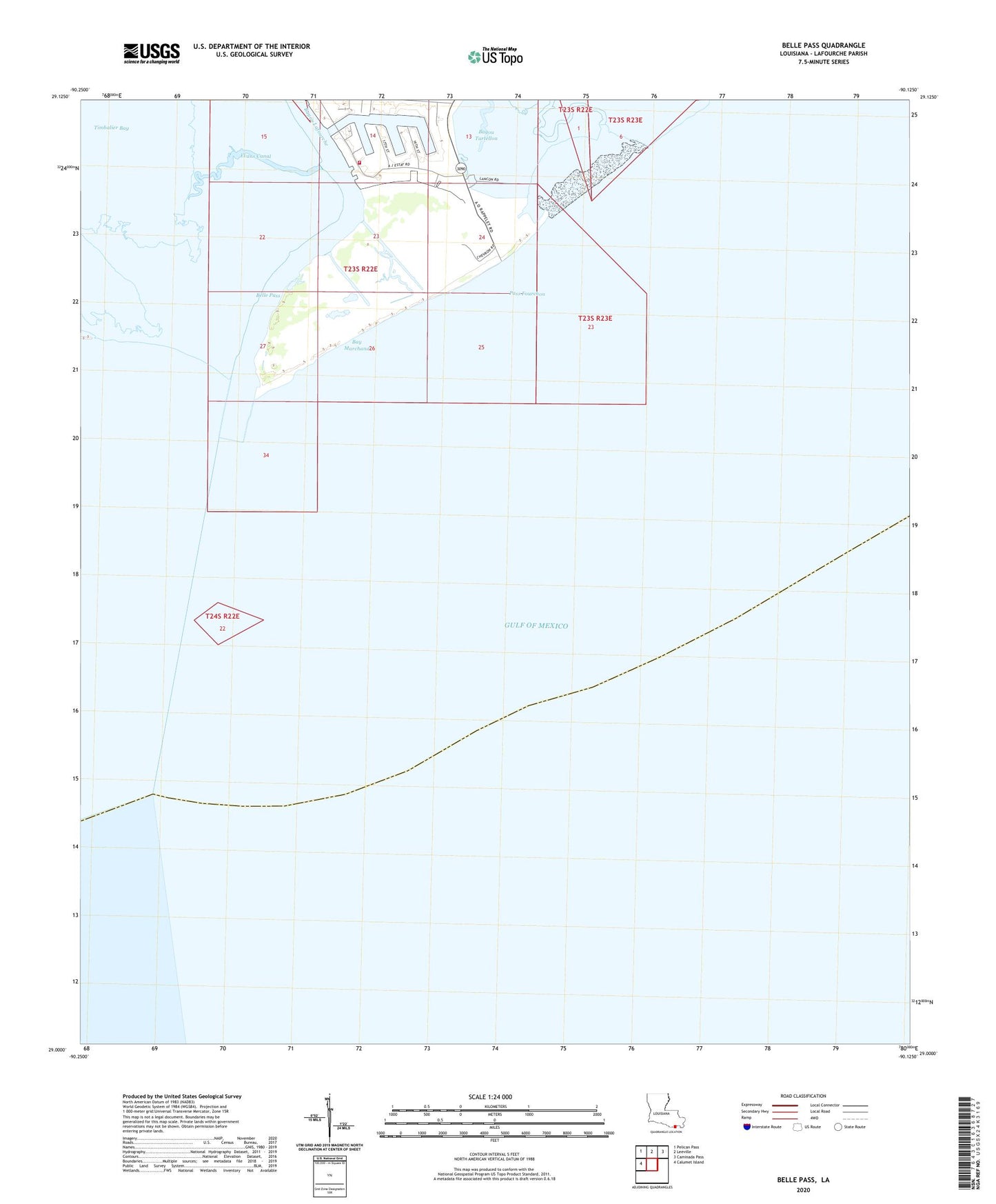 Belle Pass Louisiana US Topo Map Image