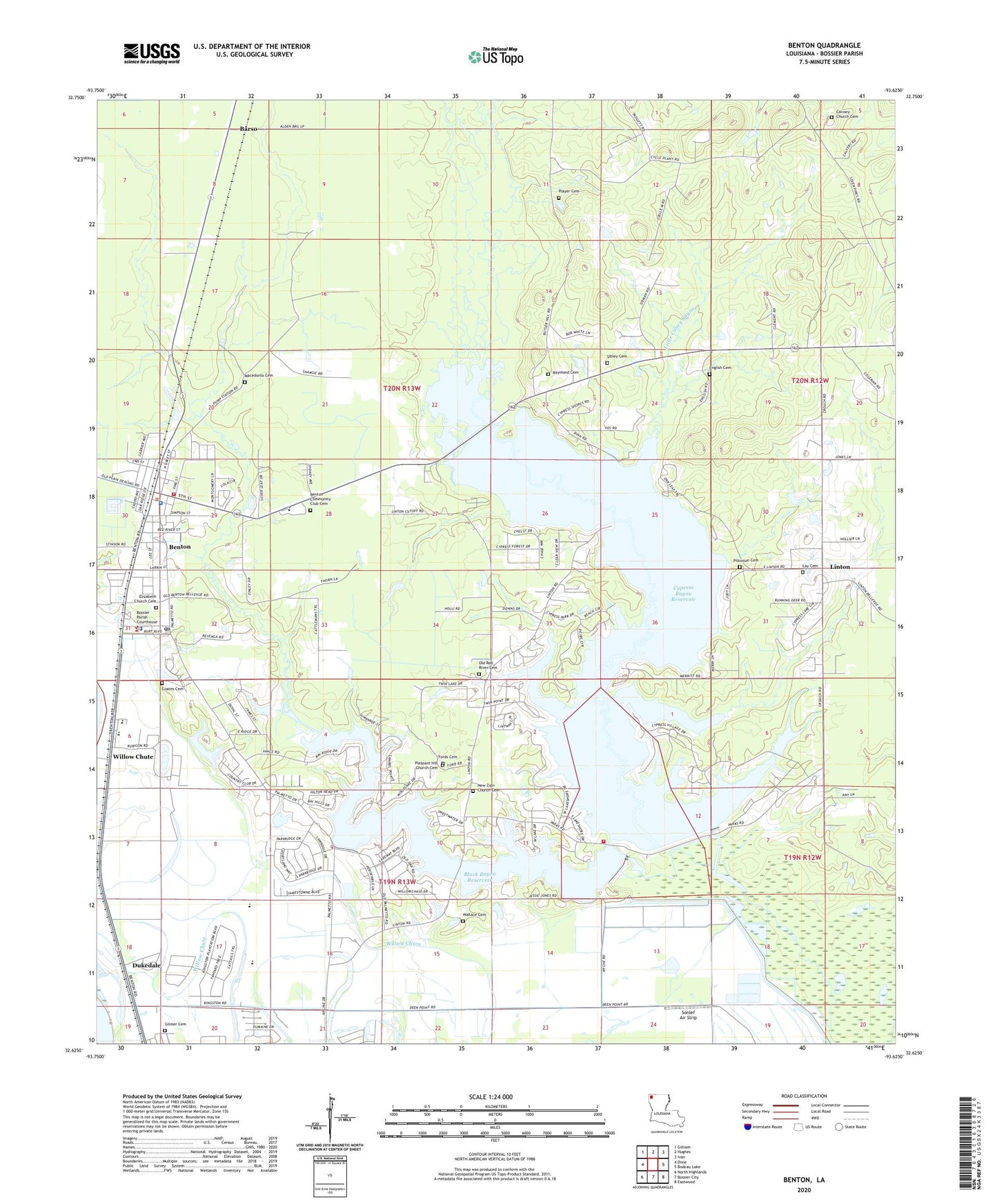 Benton Louisiana US Topo Map Image