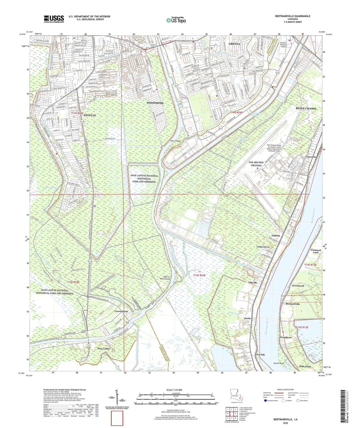 Bertrandville Louisiana US Topo Map Image