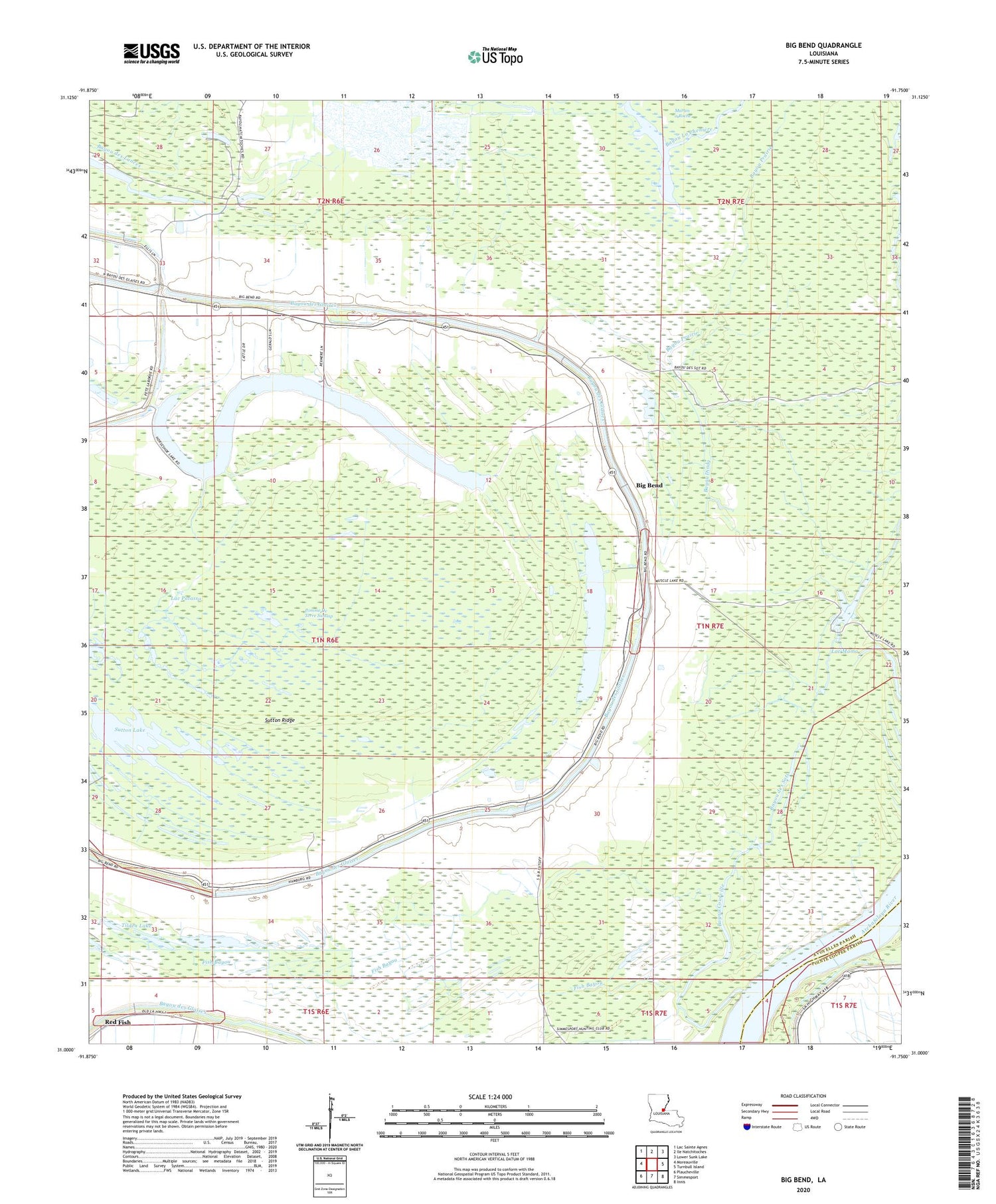 Big Bend Louisiana US Topo Map Image