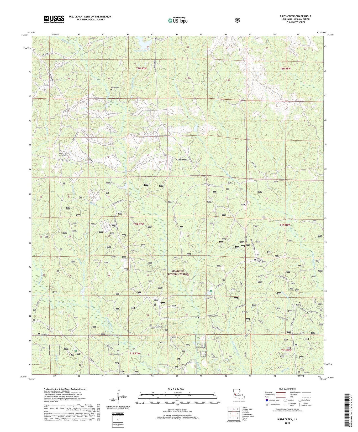 Birds Creek Louisiana US Topo Map Image